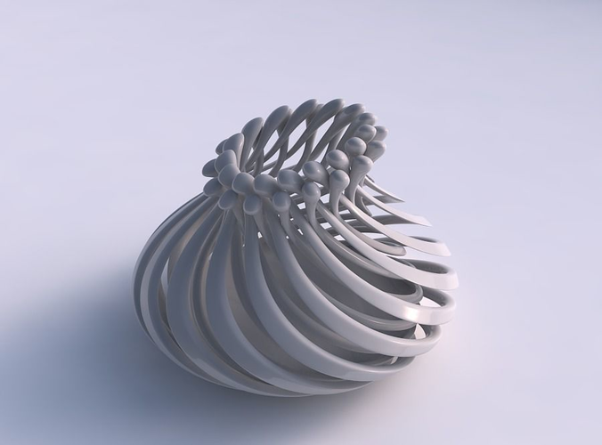 Vase curved with twisted muscle structure and soft tips streched top corner