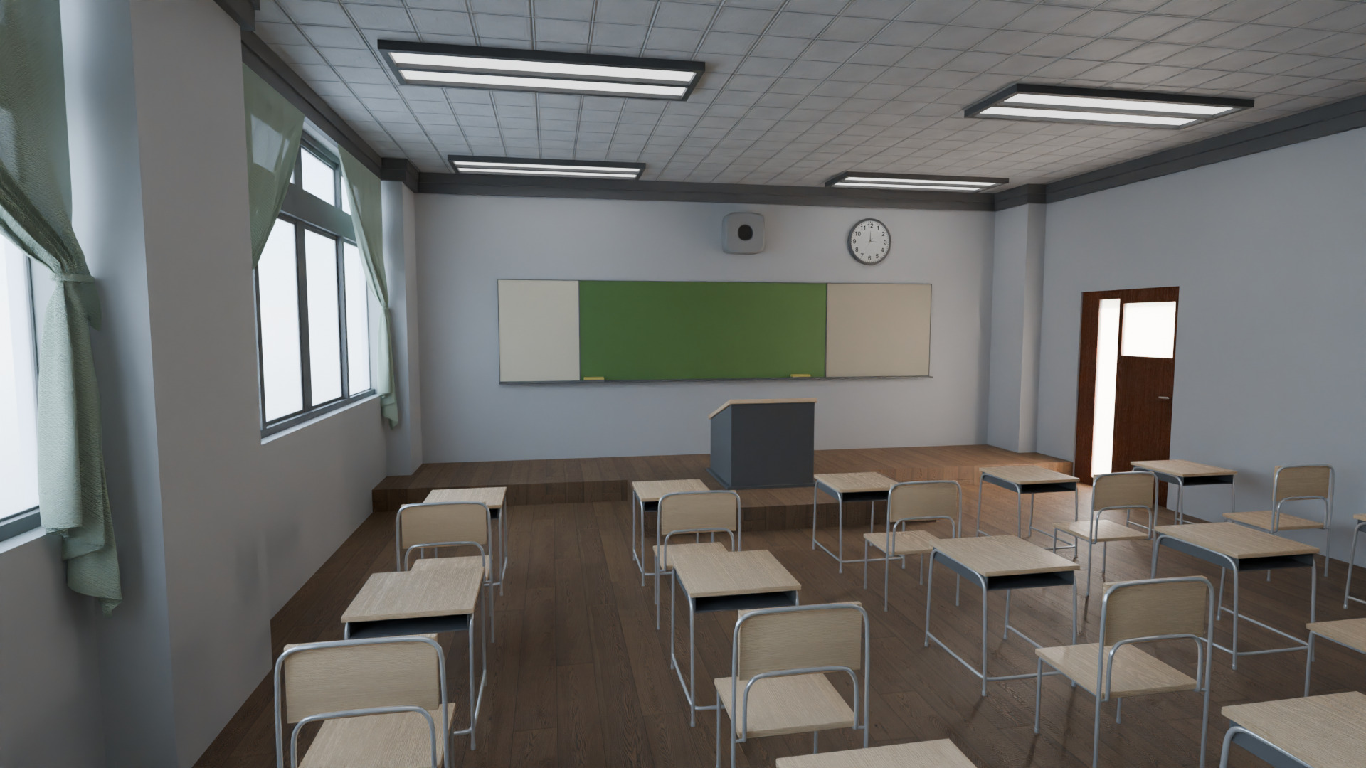 highly detailed and realistic 3D classroom model 3D model_1