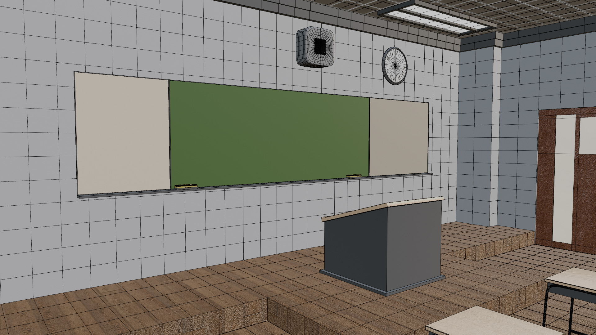 highly detailed and realistic 3D classroom model 3D model_9