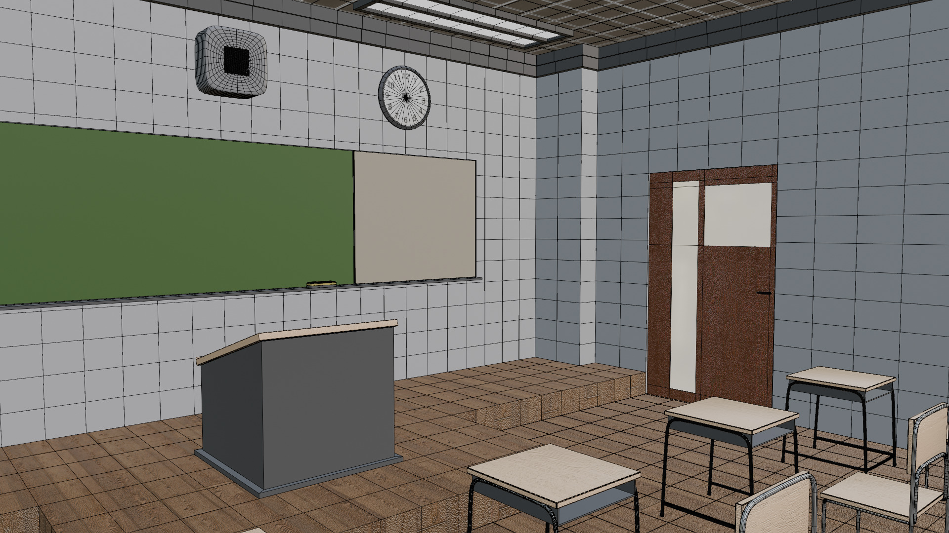 highly detailed and realistic 3D classroom model 3D model_12