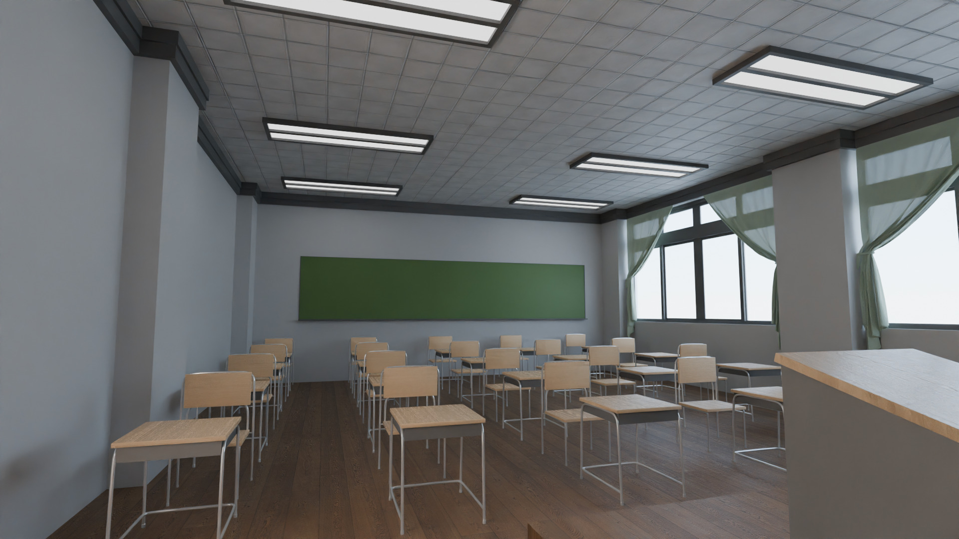 highly detailed and realistic 3D classroom model 3D model_4