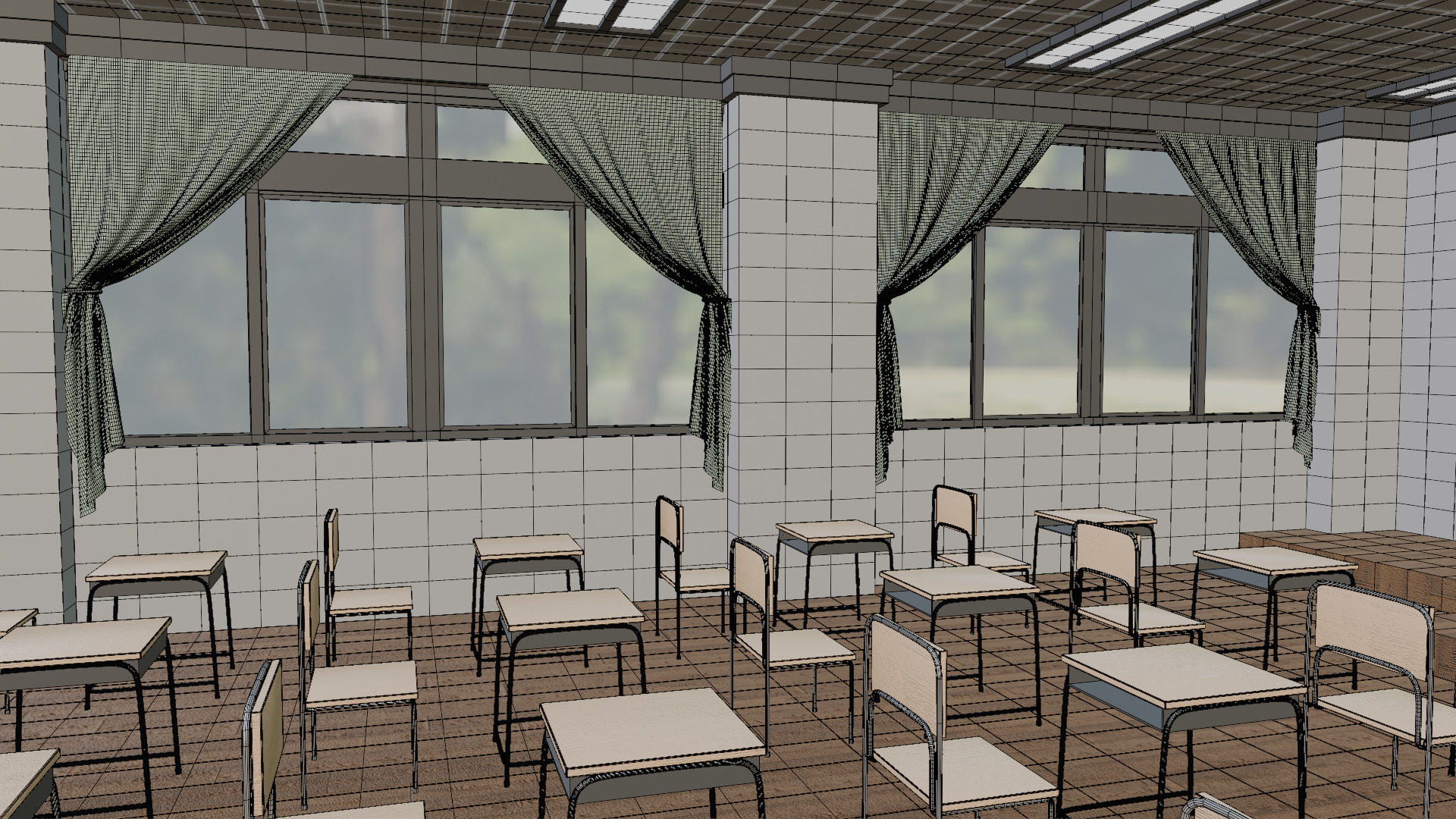 highly detailed and realistic 3D classroom model 3D model_10