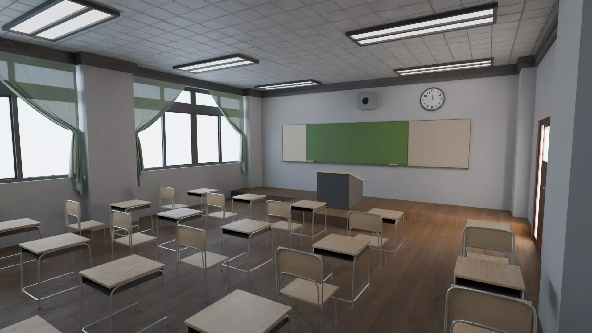 highly detailed and realistic 3D classroom model 3D model_0