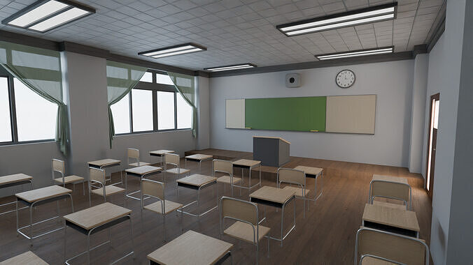 highly detailed and realistic 3D classroom model 3D model
