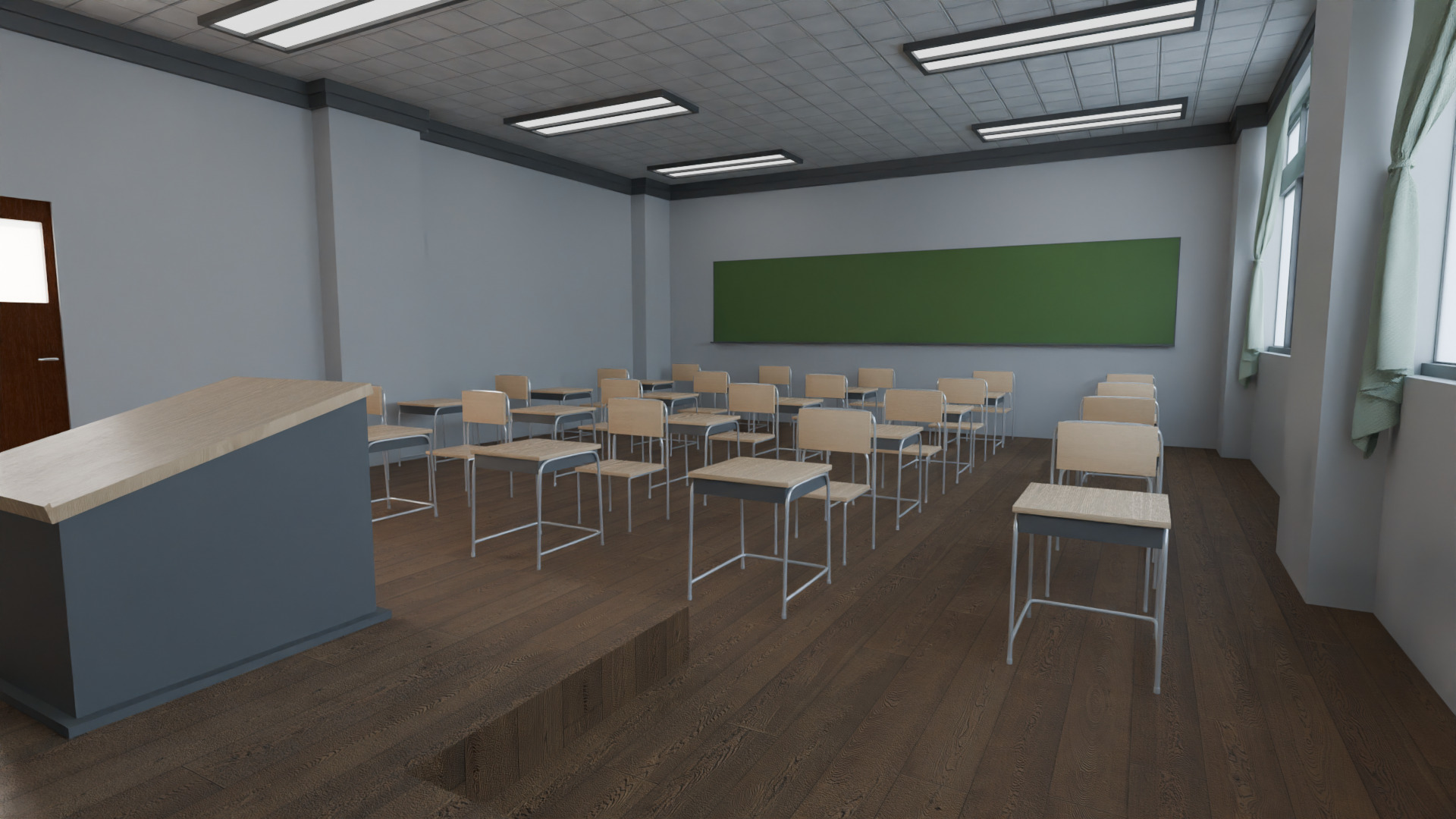 highly detailed and realistic 3D classroom model 3D model_5