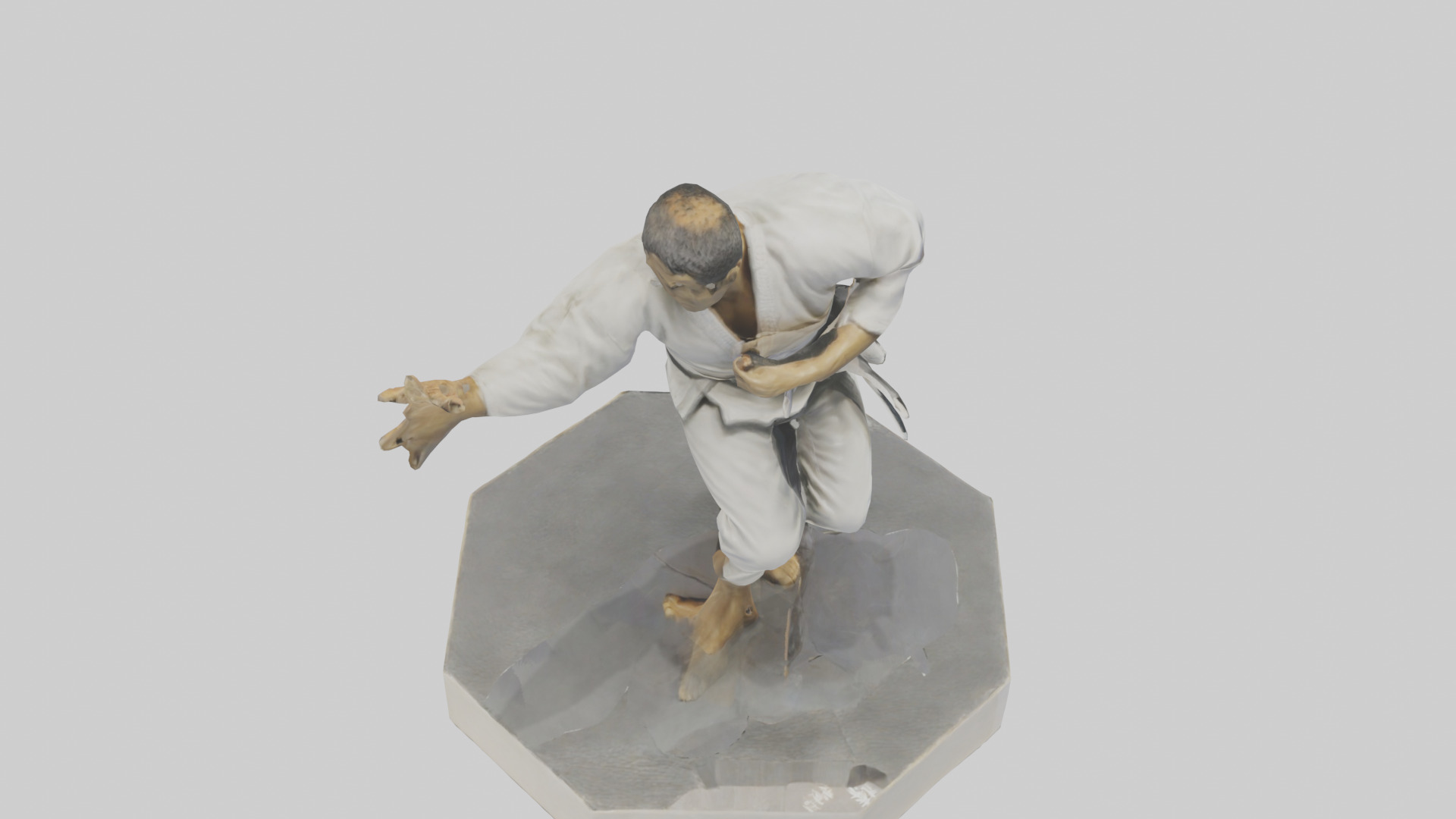 JiuJitsu Fighter statue model Low-poly 3D model_15