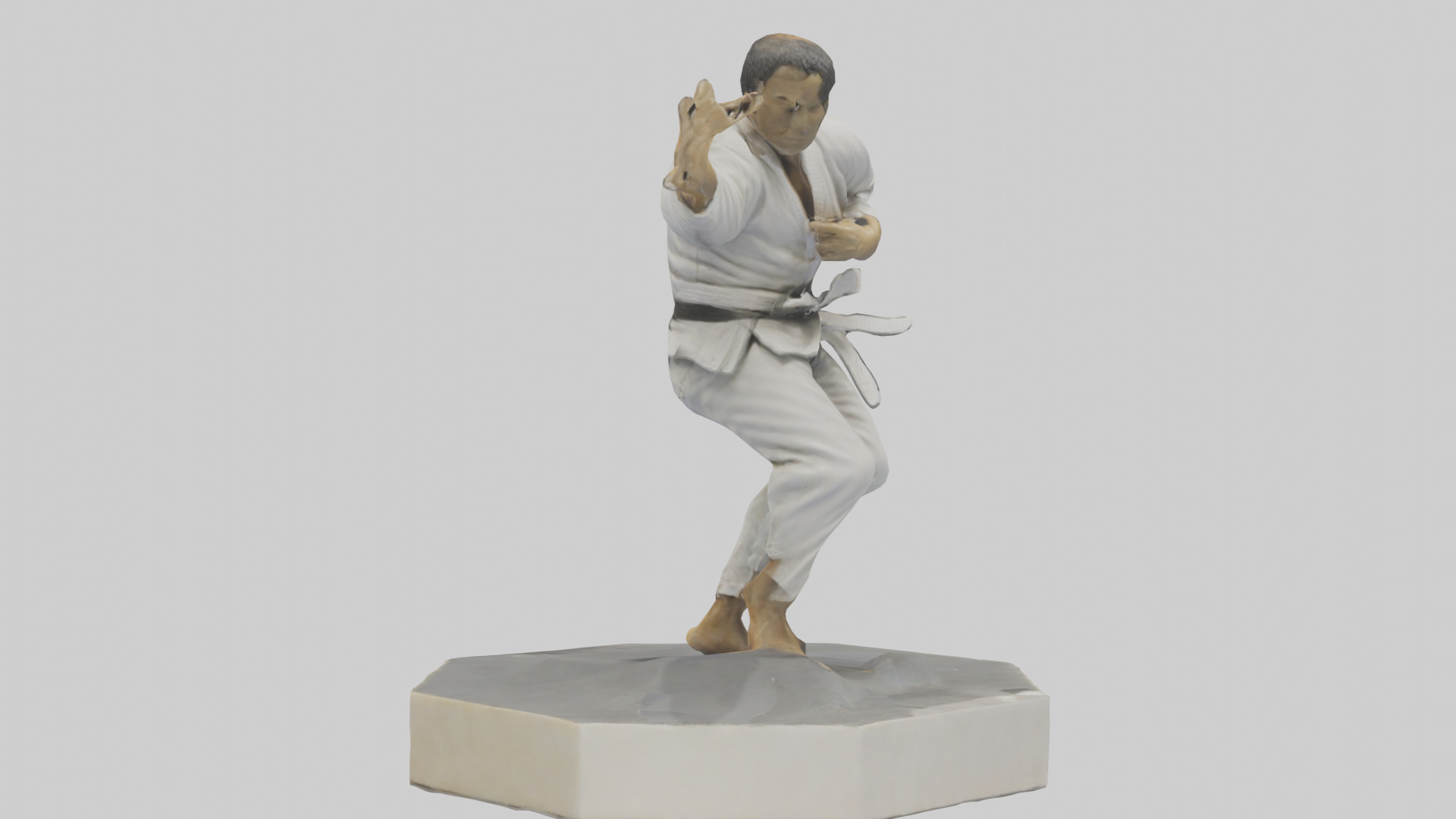 JiuJitsu Fighter statue model Low-poly 3D model_1