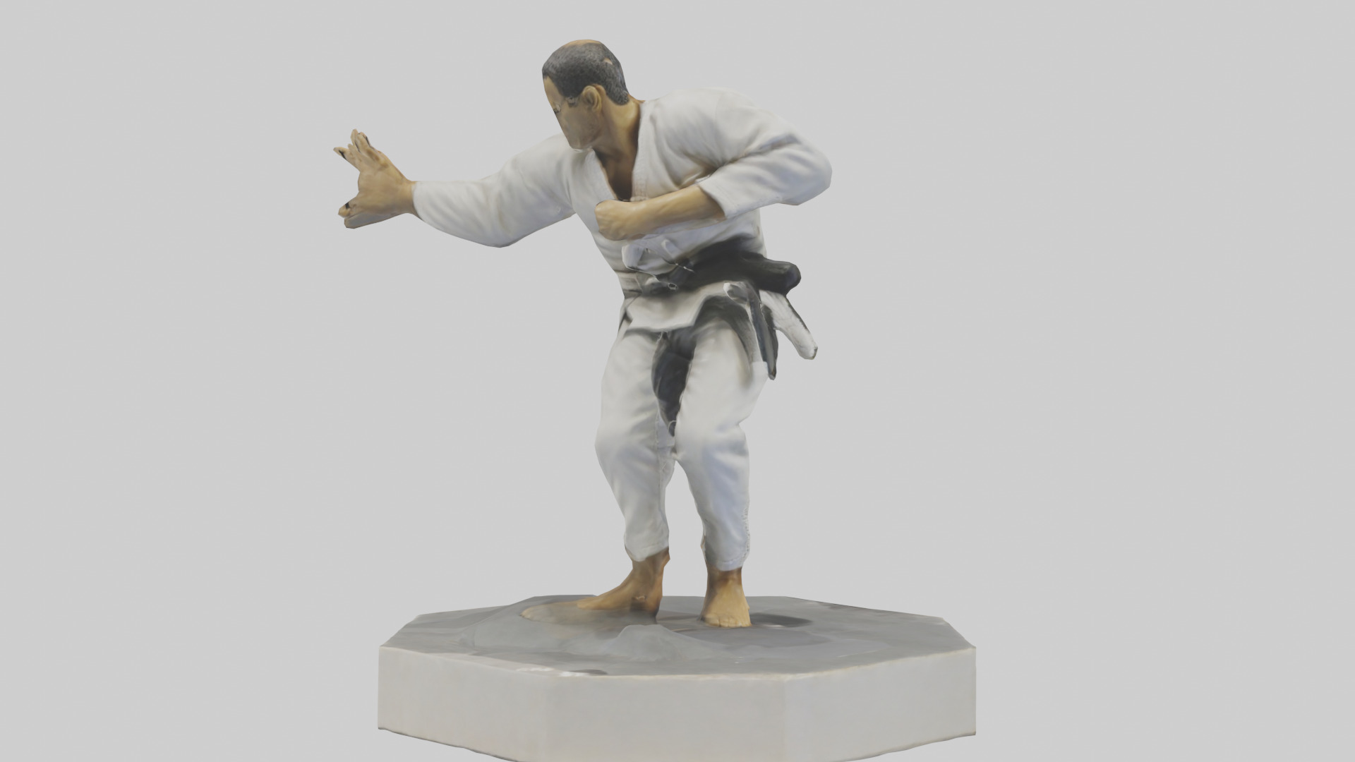 JiuJitsu Fighter statue model Low-poly 3D model_2