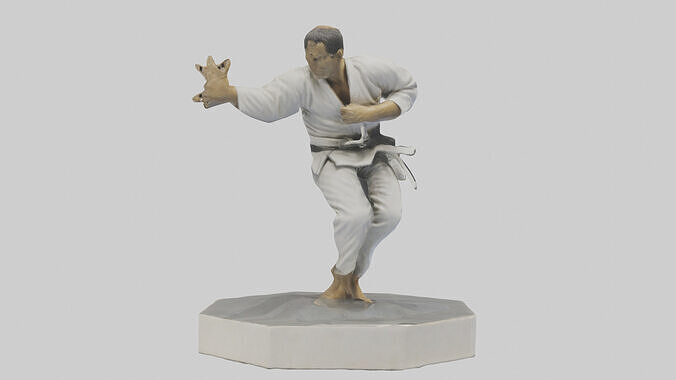 JiuJitsu Fighter statue model Low-poly 3D model