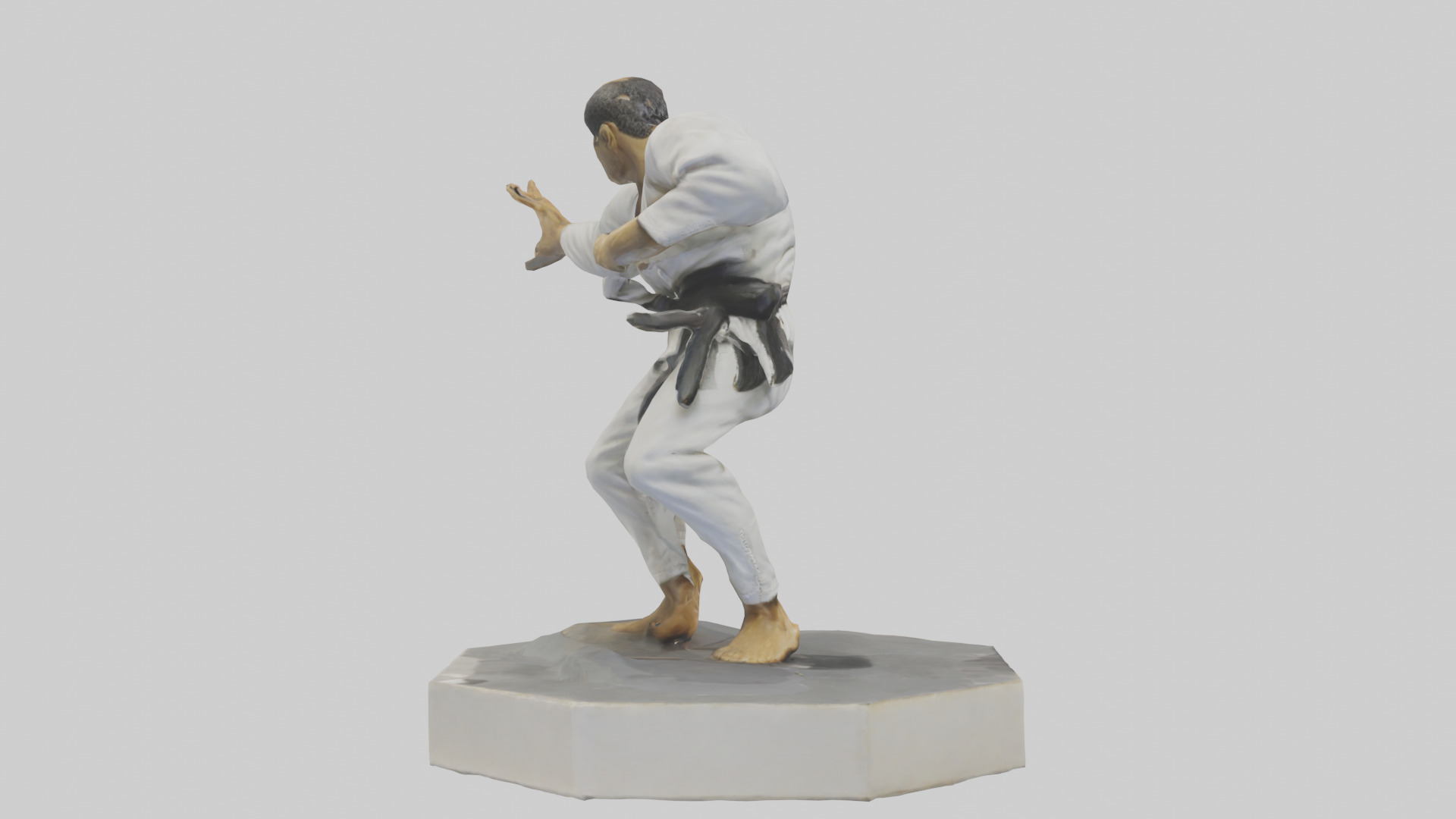 JiuJitsu Fighter statue model Low-poly 3D model_13