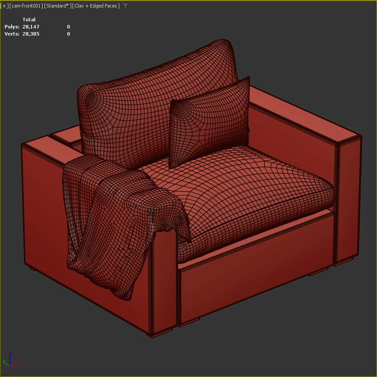 HM001 - Cozey Ciello Armchair - LowPoly - PBR Low-poly 3D model_1