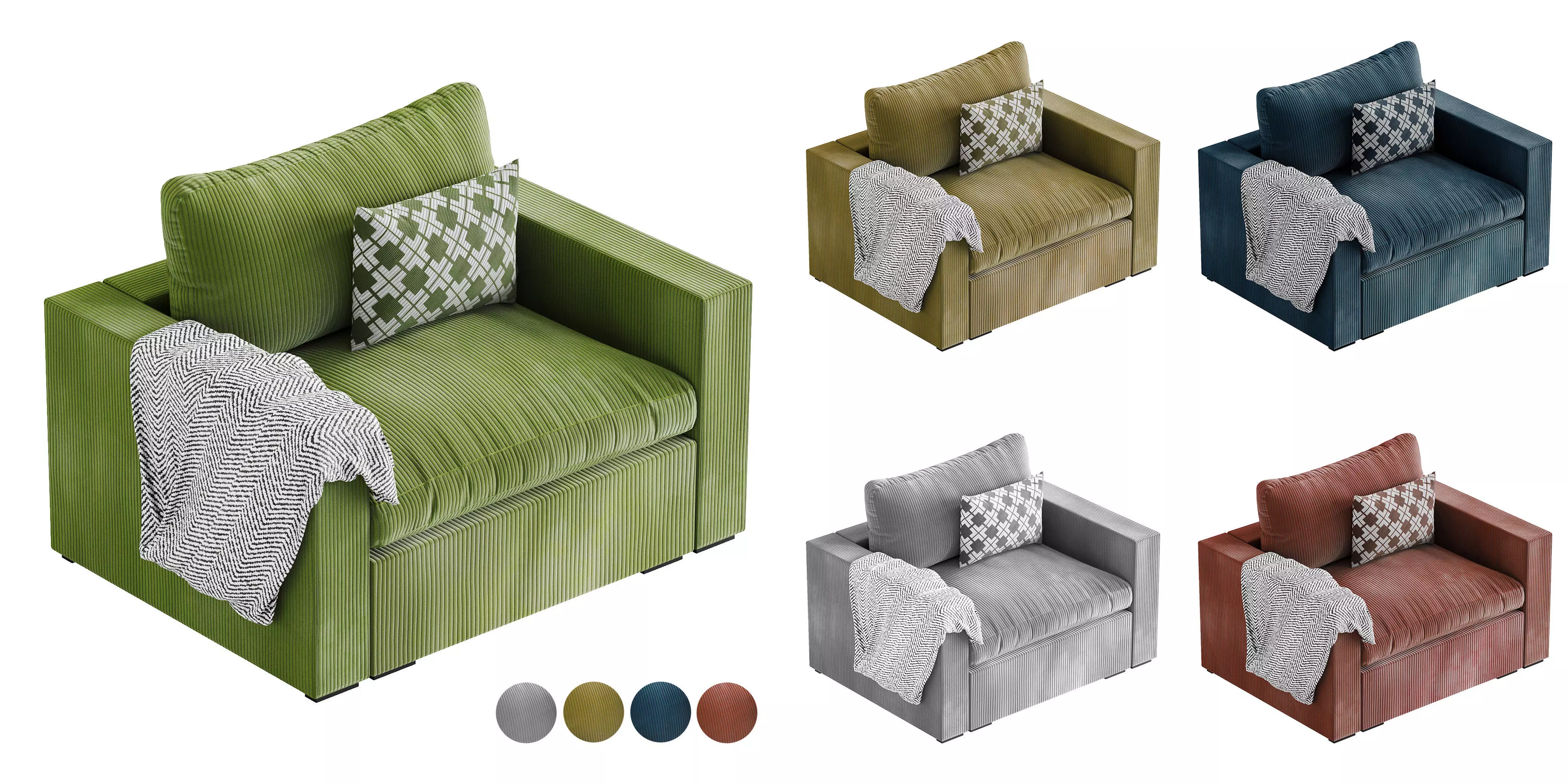 HM001 - Cozey Ciello Armchair - LowPoly - PBR Low-poly 3D model_0