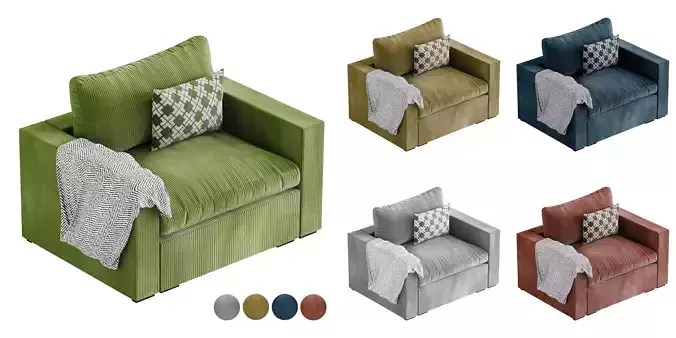 HM001 - Cozey Ciello Armchair - LowPoly - PBR Low-poly 3D model
