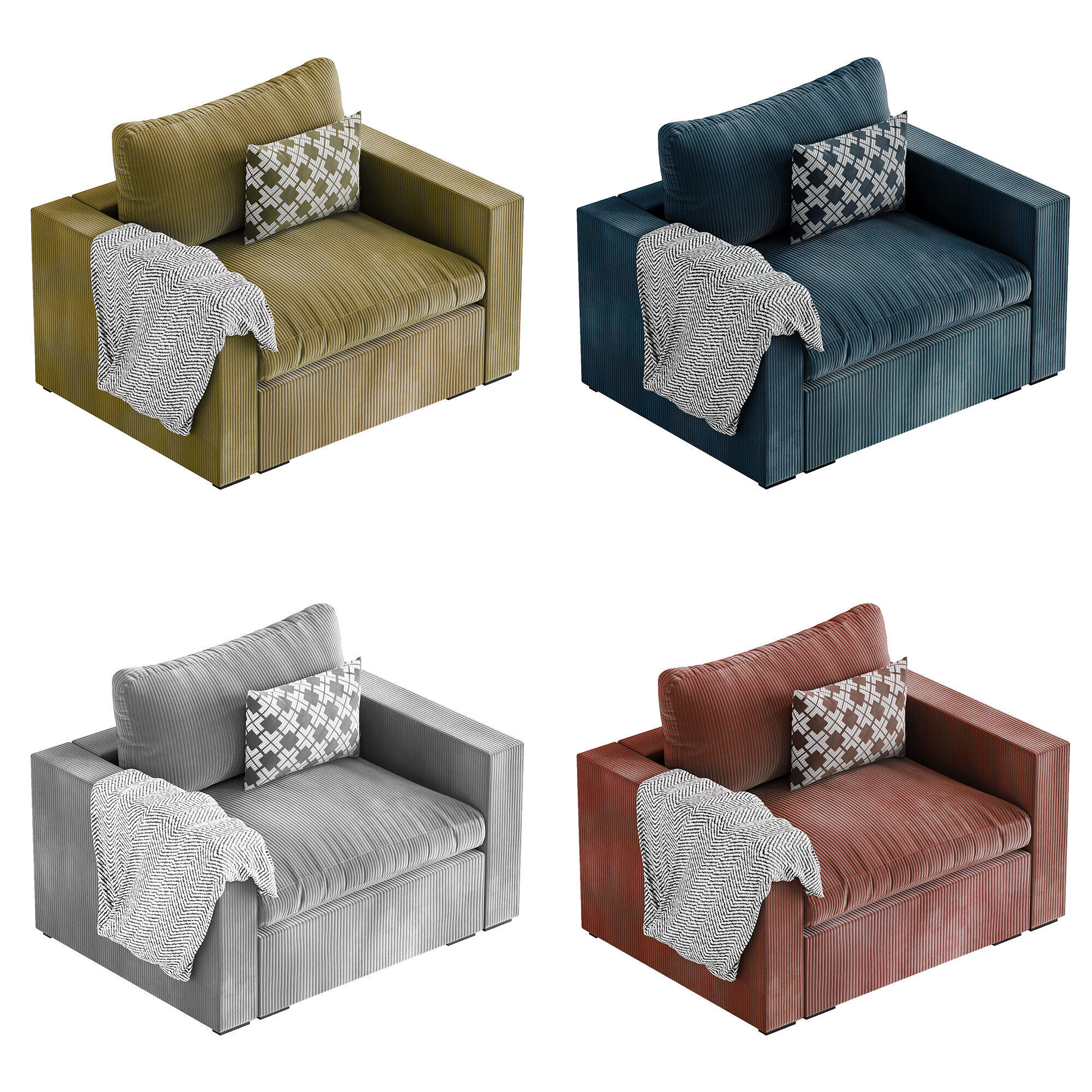 HM001 - Cozey Ciello Armchair - LowPoly - PBR Low-poly 3D model_11