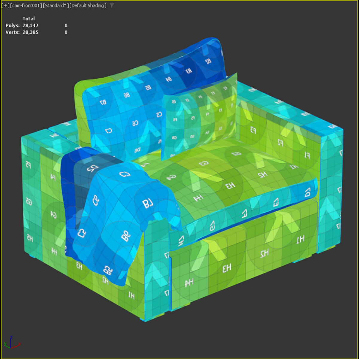 HM001 - Cozey Ciello Armchair - LowPoly - PBR Low-poly 3D model_2