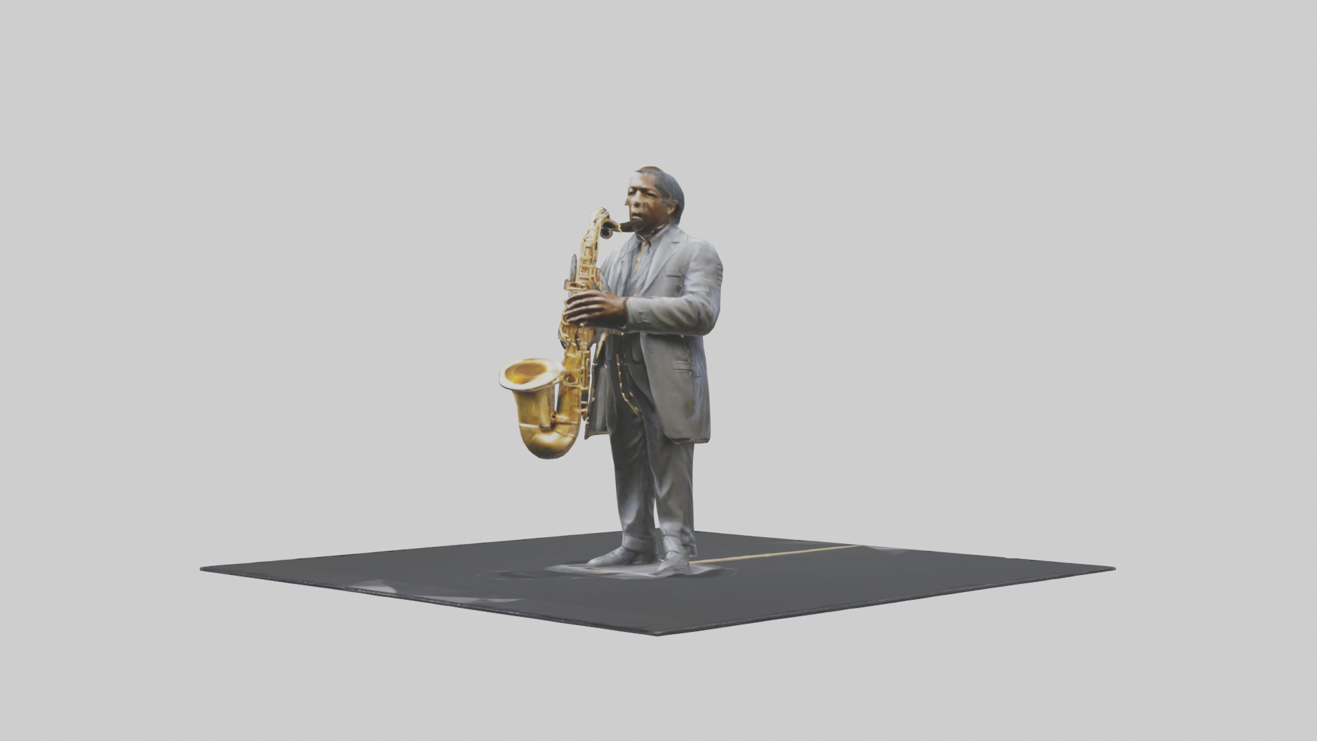John Coltrane statue model Low-poly 3D model_2