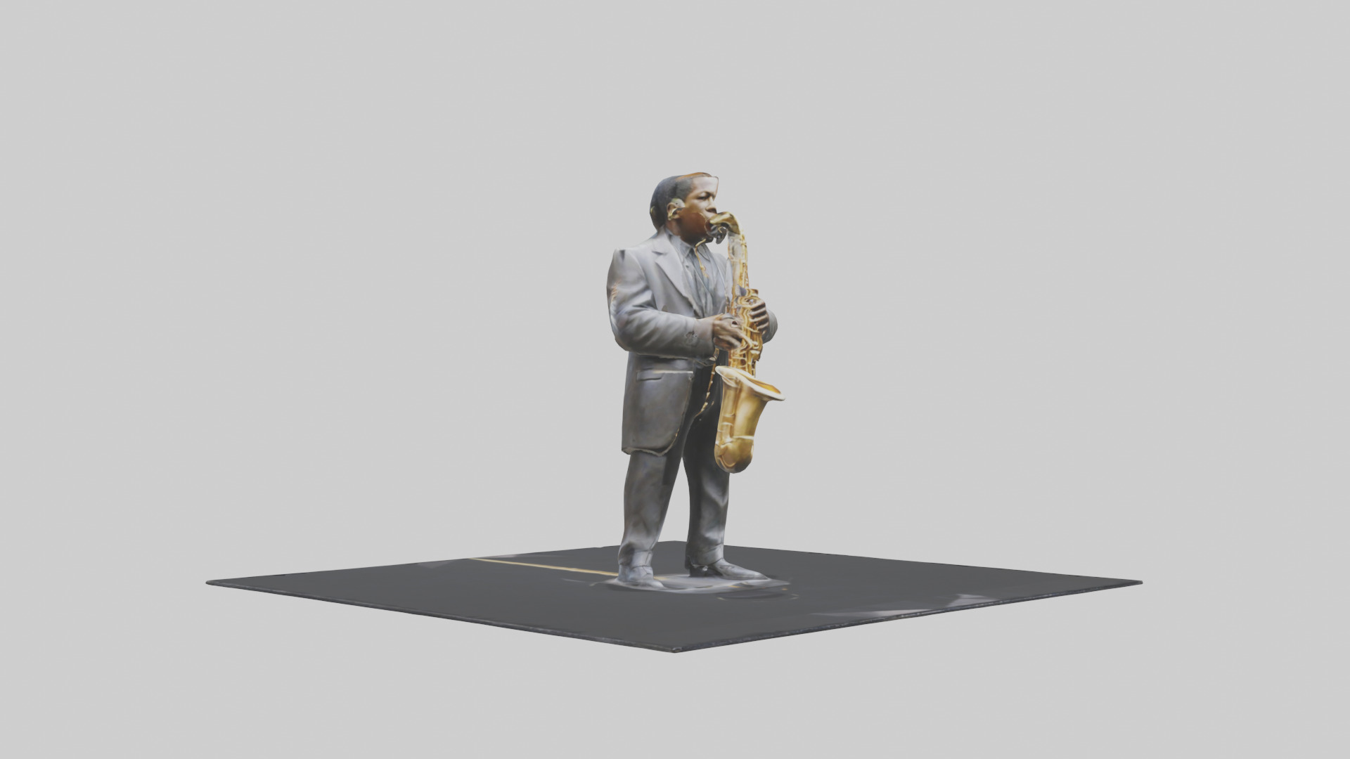 John Coltrane statue model Low-poly 3D model_11