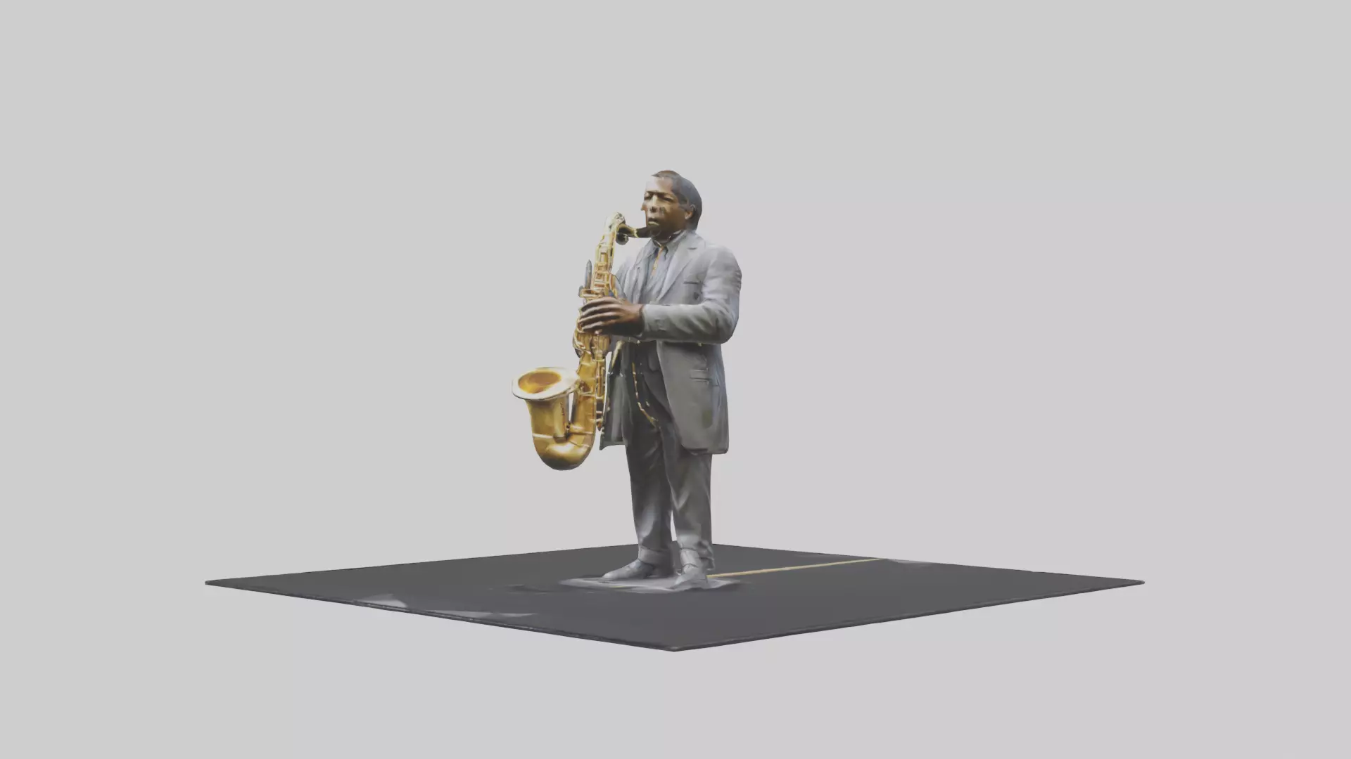 John Coltrane statue model Low-poly 3D model_0