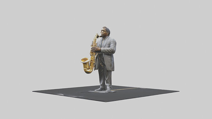 John Coltrane statue model Low-poly 3D model