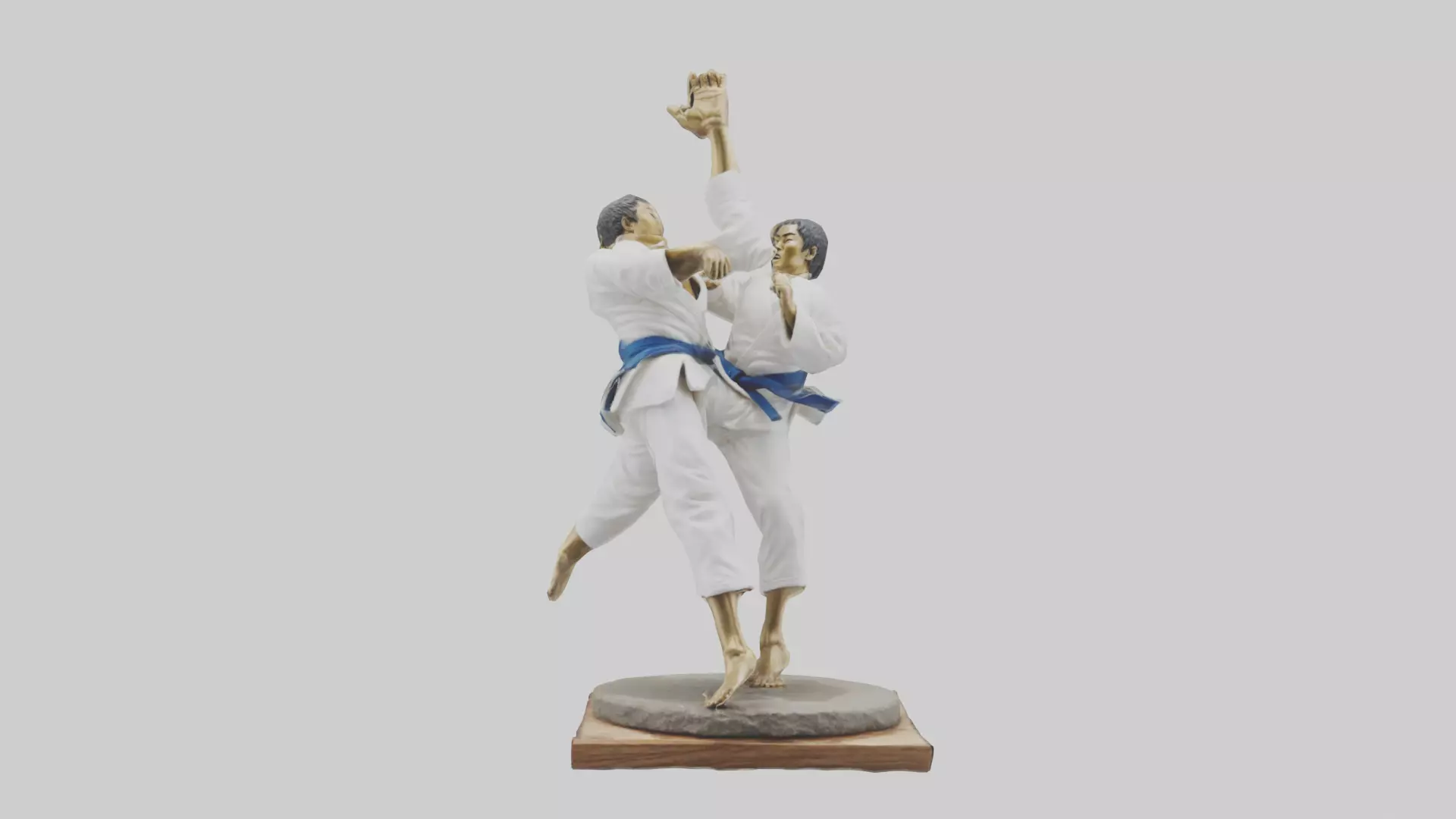 Judo Throw statue model Low-poly 3D model_0