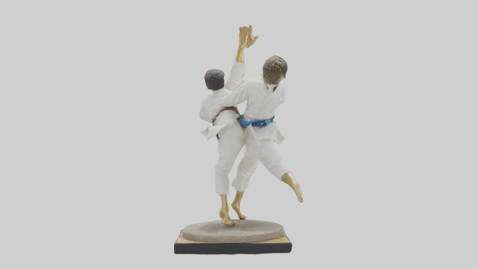 Judo Throw statue model Low-poly 3D model_1