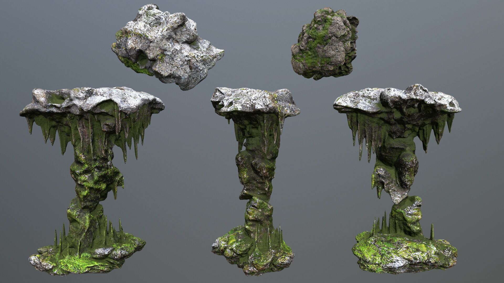 cave rocks Low-poly 3D model_3