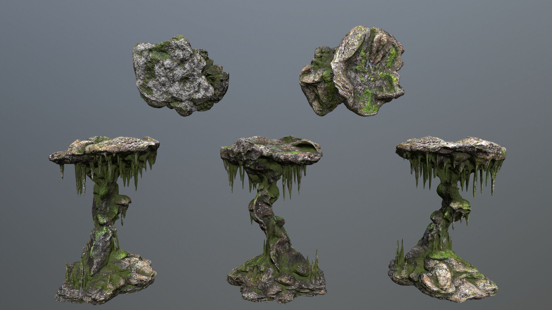 cave rocks Low-poly 3D model_1
