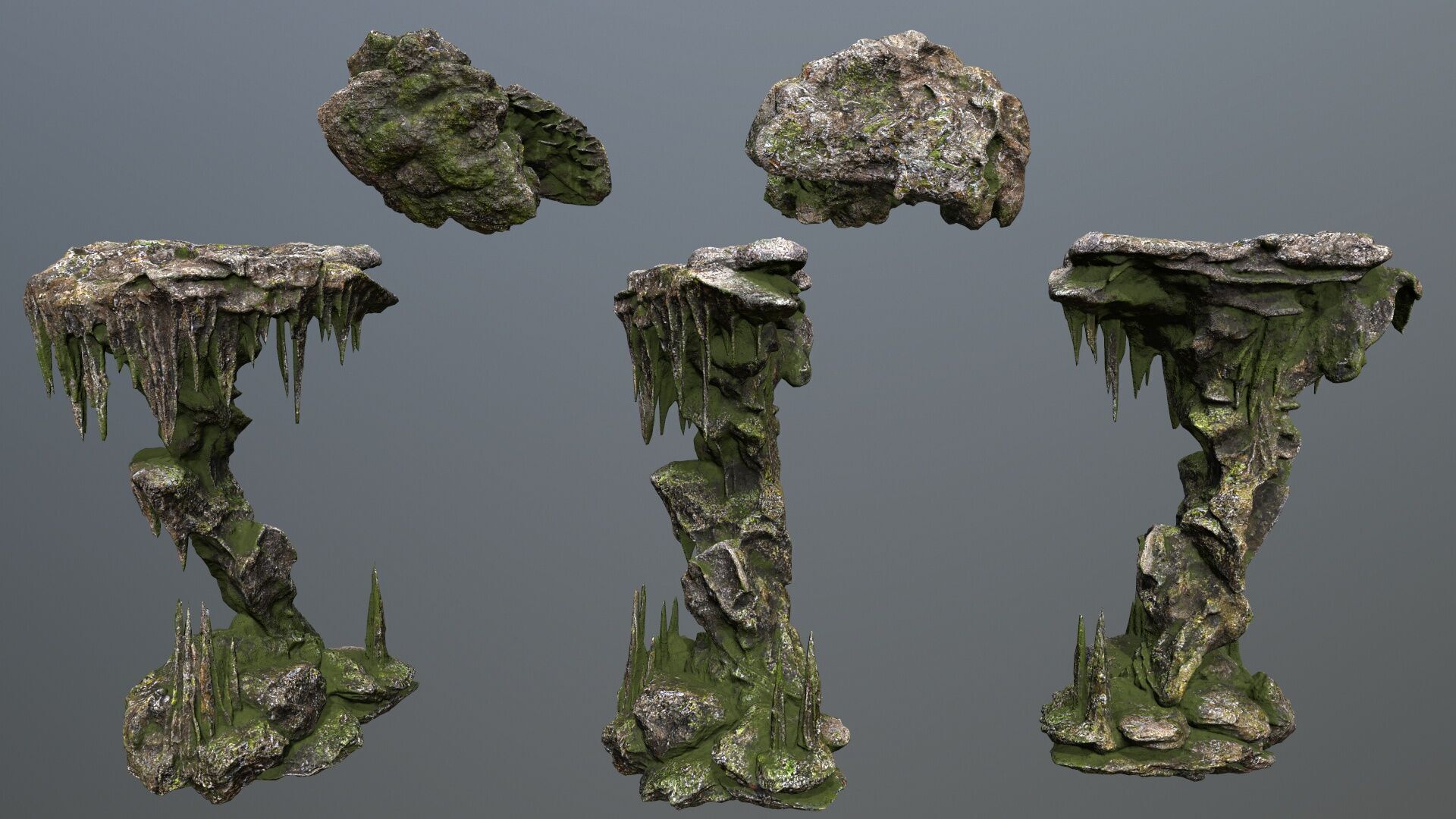cave rocks Low-poly 3D model_2