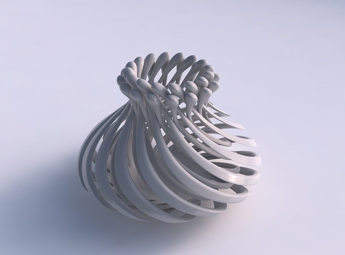 Vase curved with twisted muscle structure and soft tips wide middle