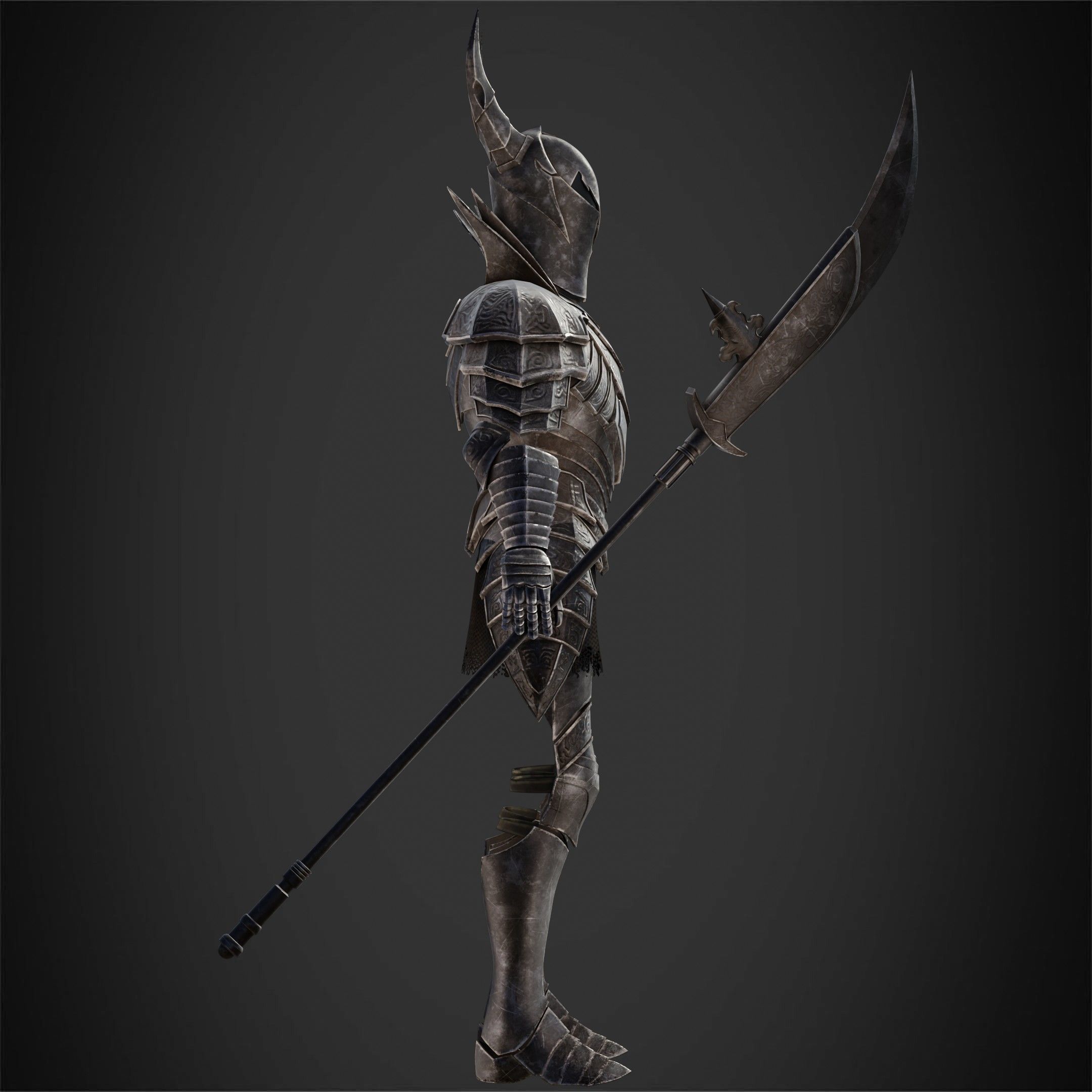 Dark Souls Black Knight Full Armor Halberd Shield for Cosplay 3D Model Collection_17