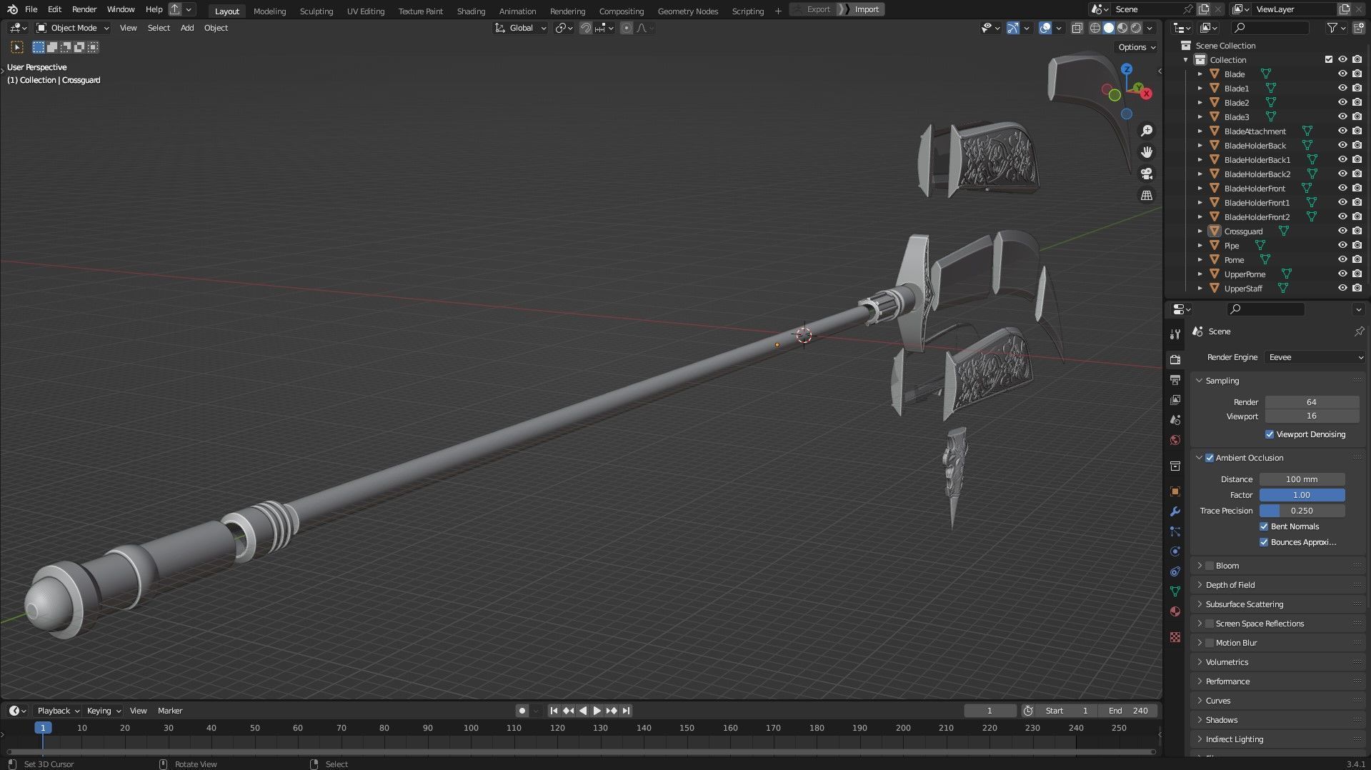 Dark Souls Black Knight Full Armor Halberd Shield for Cosplay 3D Model Collection_41