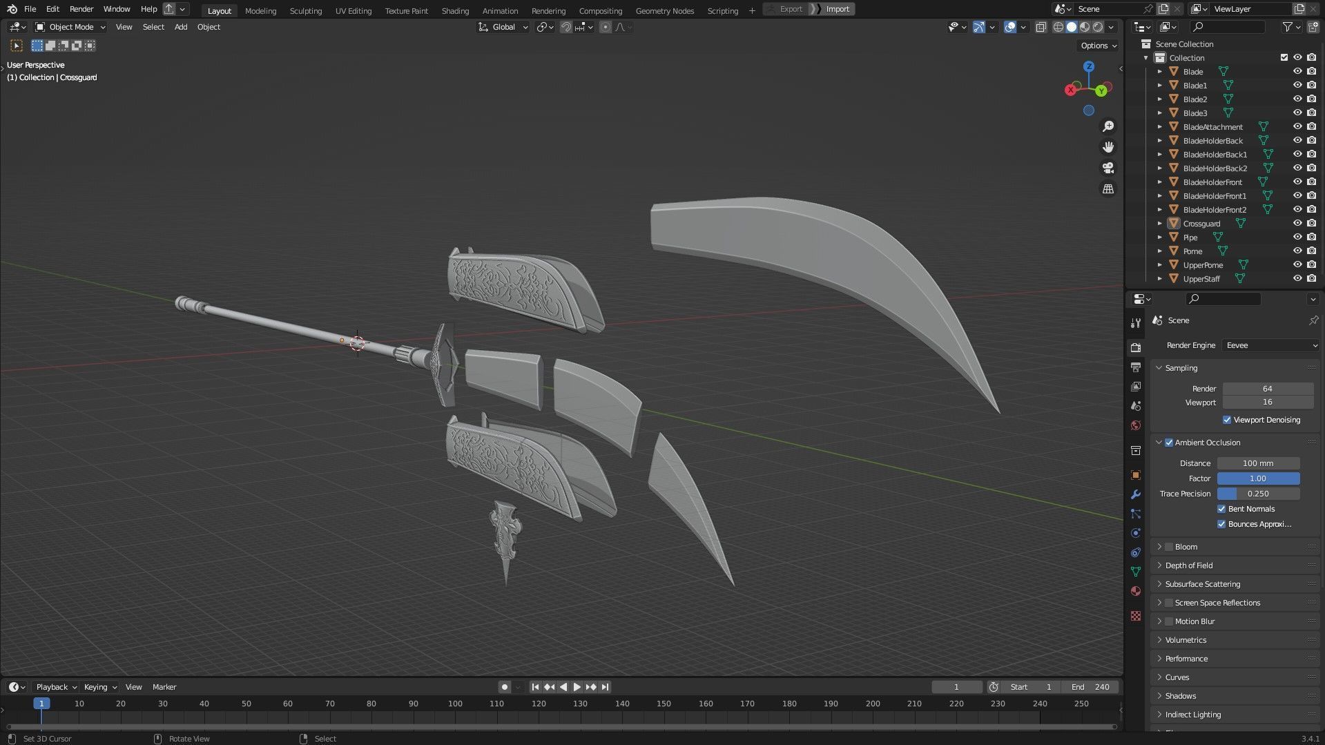 Dark Souls Black Knight Full Armor Halberd Shield for Cosplay 3D Model Collection_40