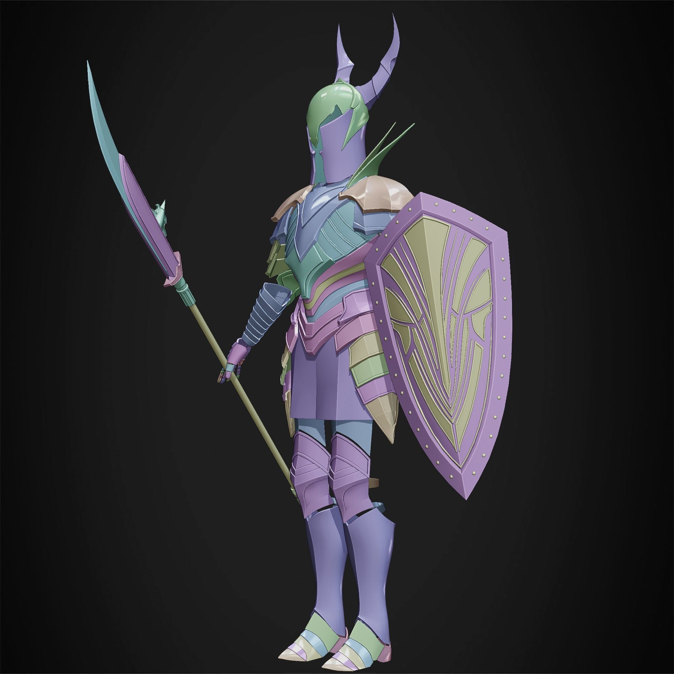 Dark Souls Black Knight Full Armor Halberd Shield for Cosplay 3D Model Collection_21