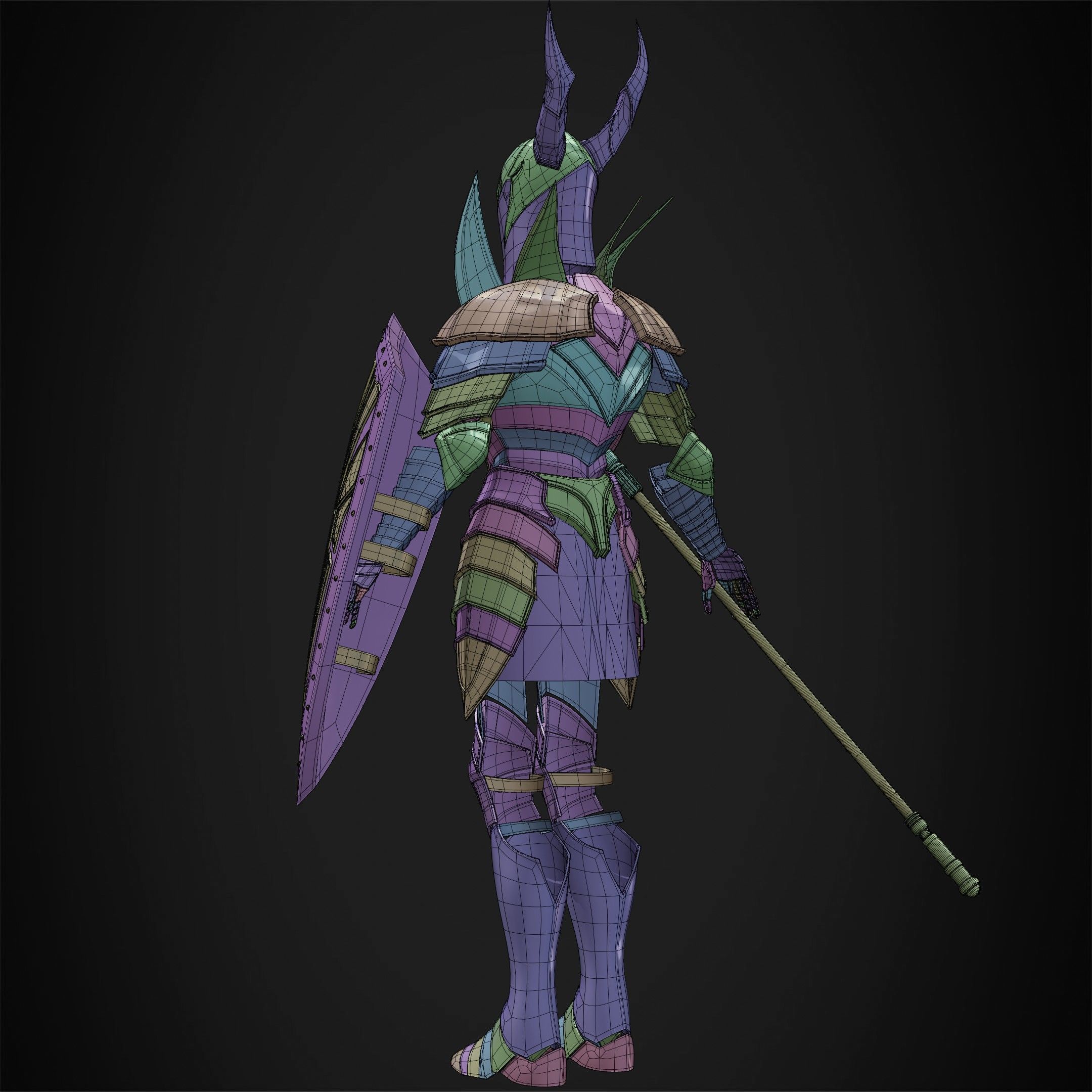 Dark Souls Black Knight Full Armor Halberd Shield for Cosplay 3D Model Collection_26