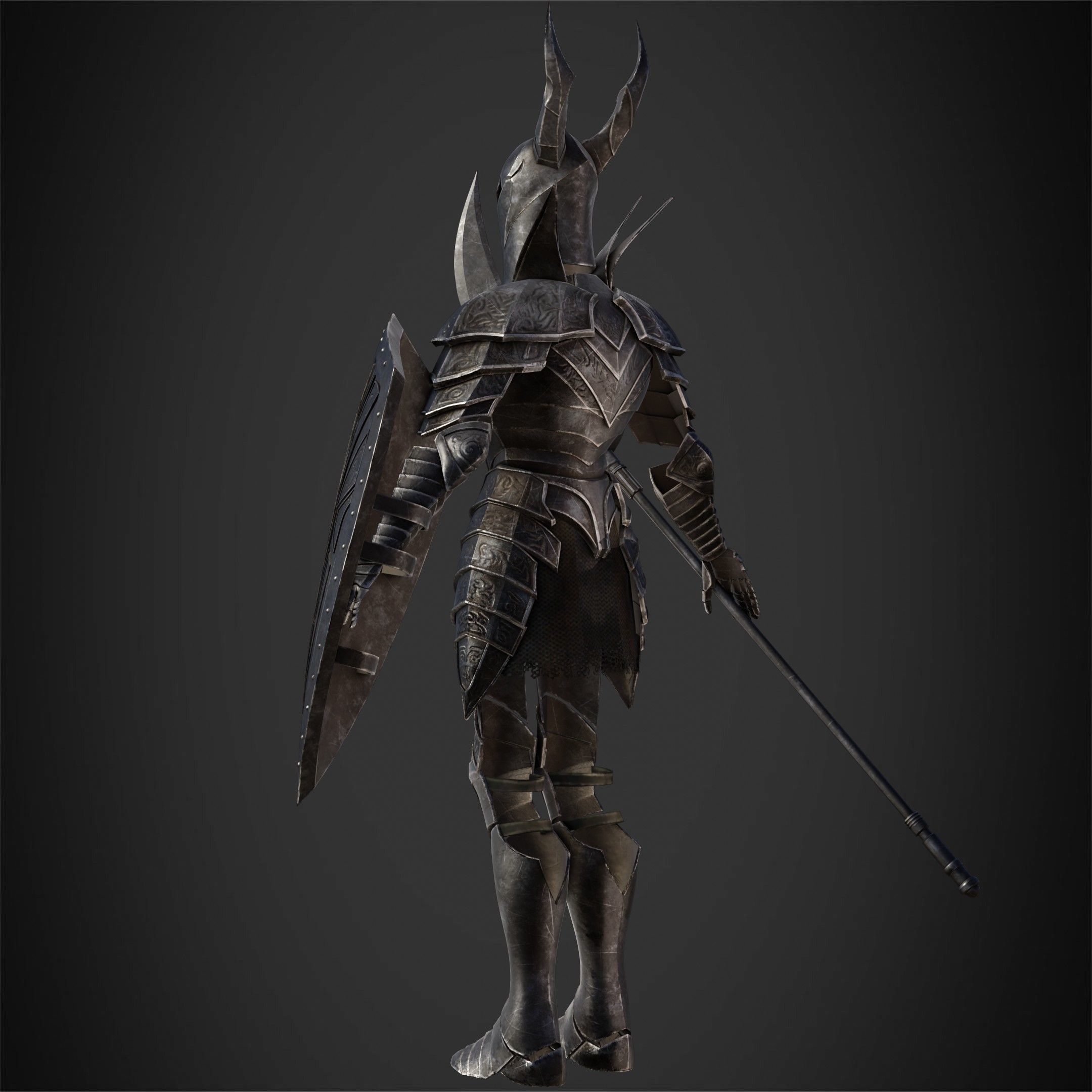 Dark Souls Black Knight Full Armor Halberd Shield for Cosplay 3D Model Collection_14