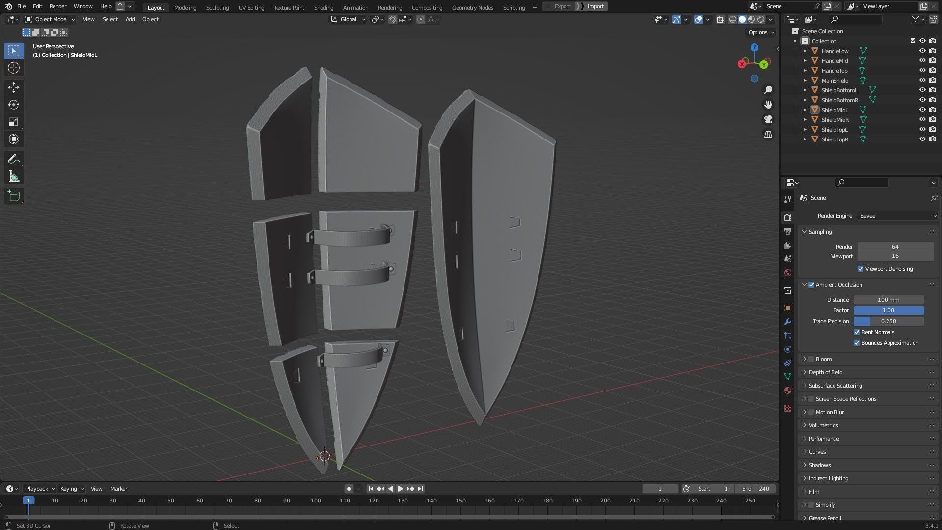 Dark Souls Black Knight Full Armor Halberd Shield for Cosplay 3D Model Collection_49