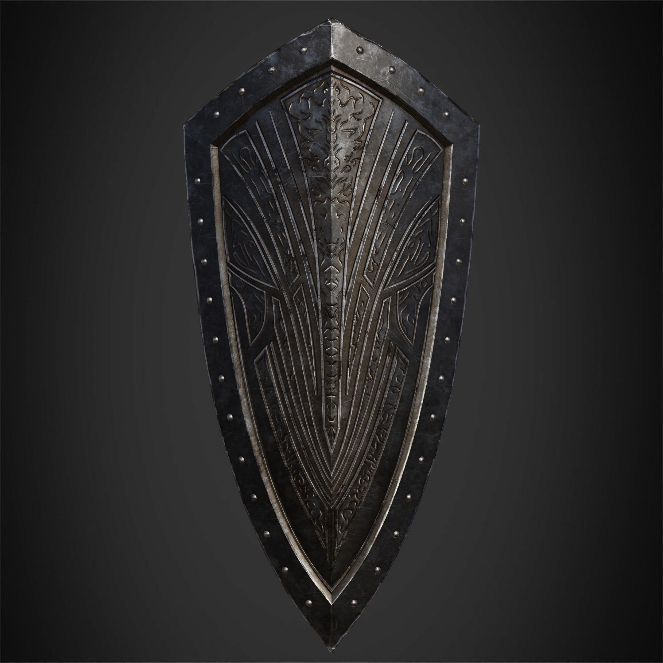 Dark Souls Black Knight Full Armor Halberd Shield for Cosplay 3D Model Collection_44