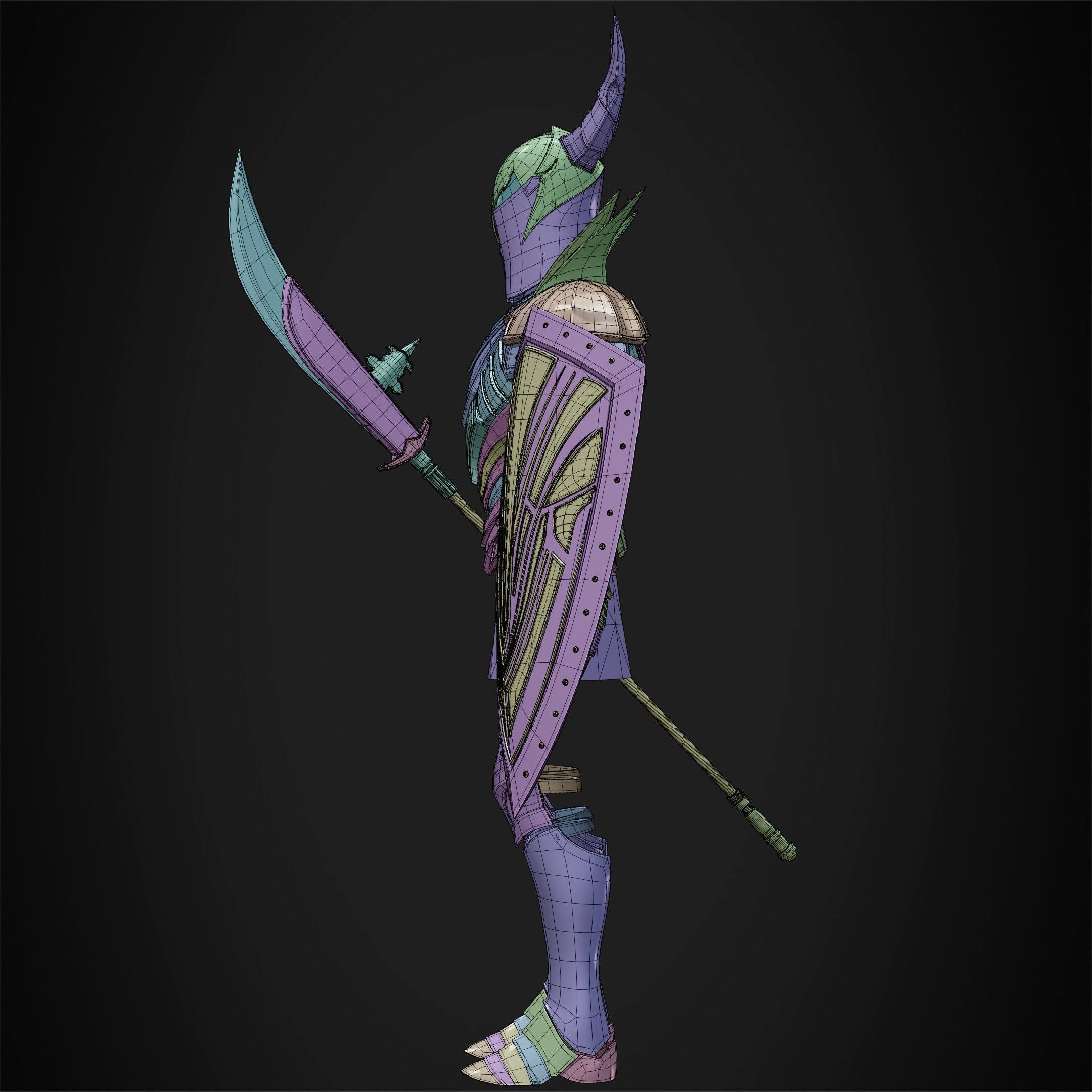 Dark Souls Black Knight Full Armor Halberd Shield for Cosplay 3D Model Collection_24