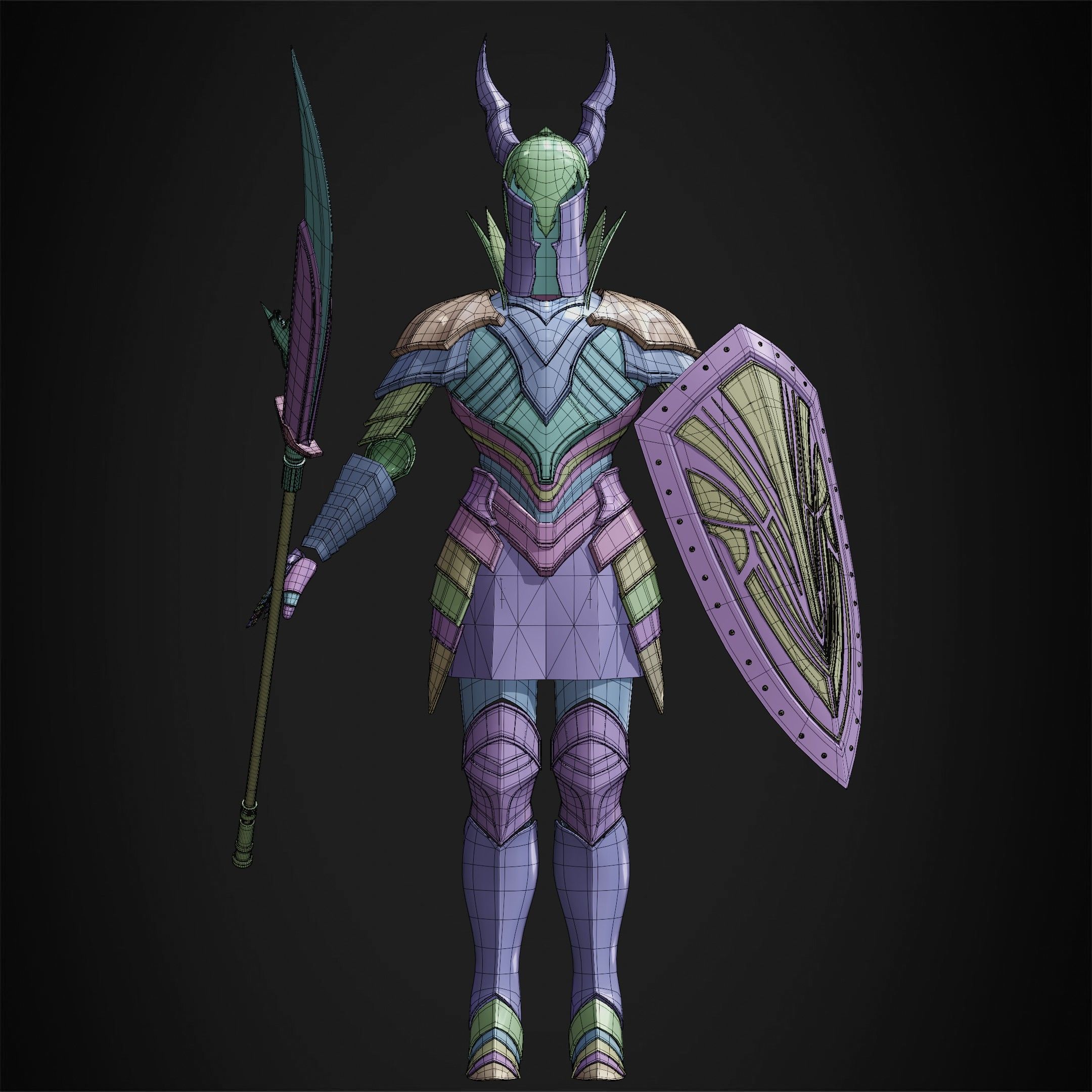 Dark Souls Black Knight Full Armor Halberd Shield for Cosplay 3D Model Collection_20