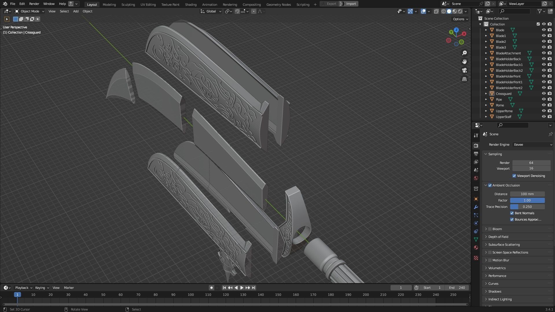 Dark Souls Black Knight Full Armor Halberd Shield for Cosplay 3D Model Collection_43