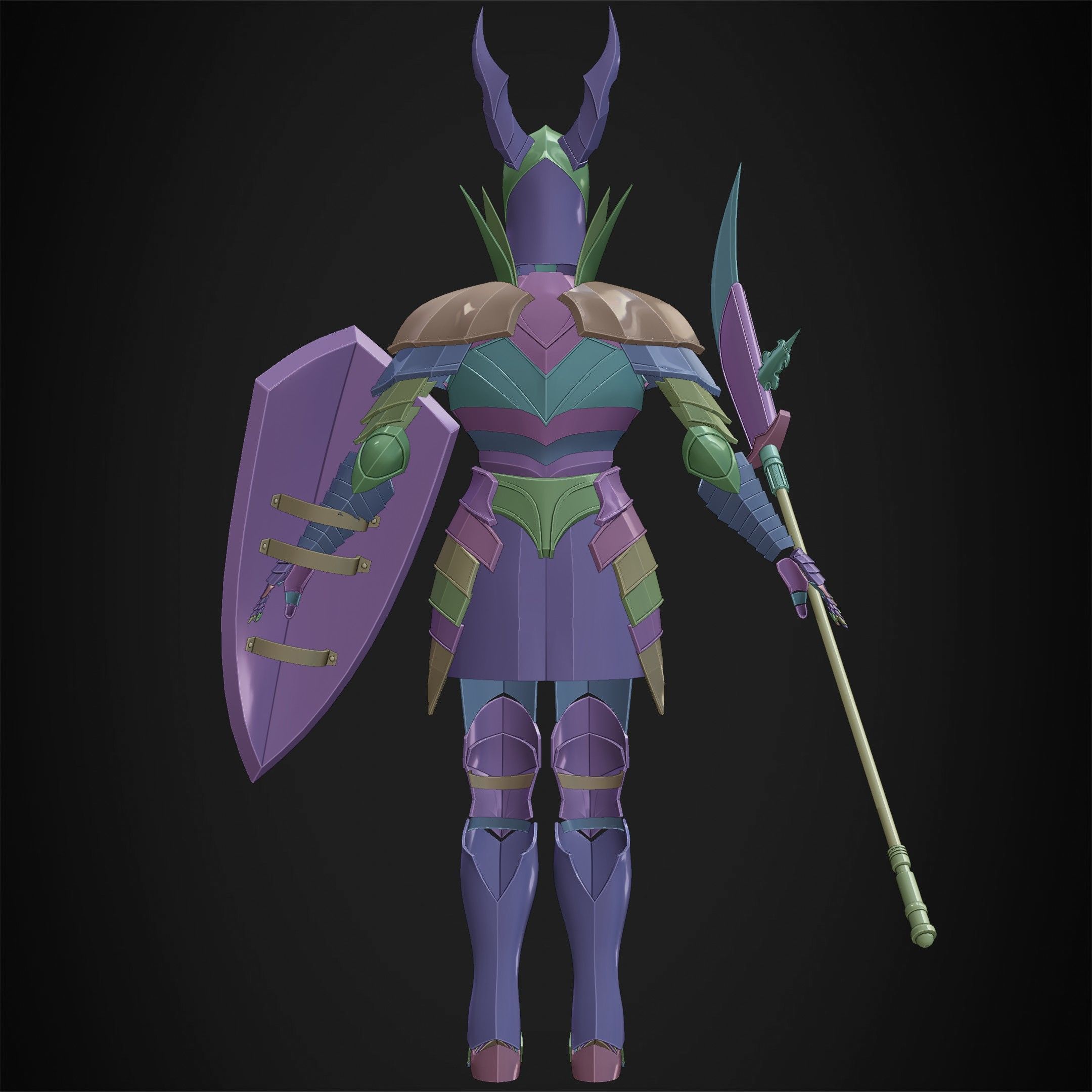 Dark Souls Black Knight Full Armor Halberd Shield for Cosplay 3D Model Collection_27