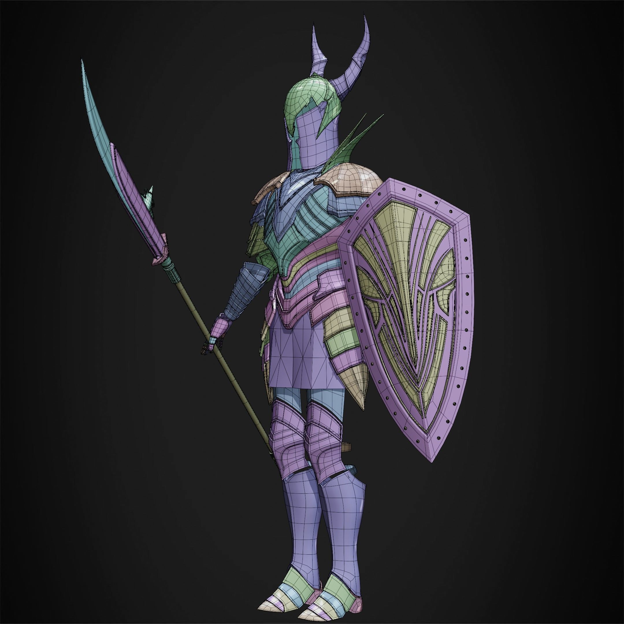 Dark Souls Black Knight Full Armor Halberd Shield for Cosplay 3D Model Collection_22