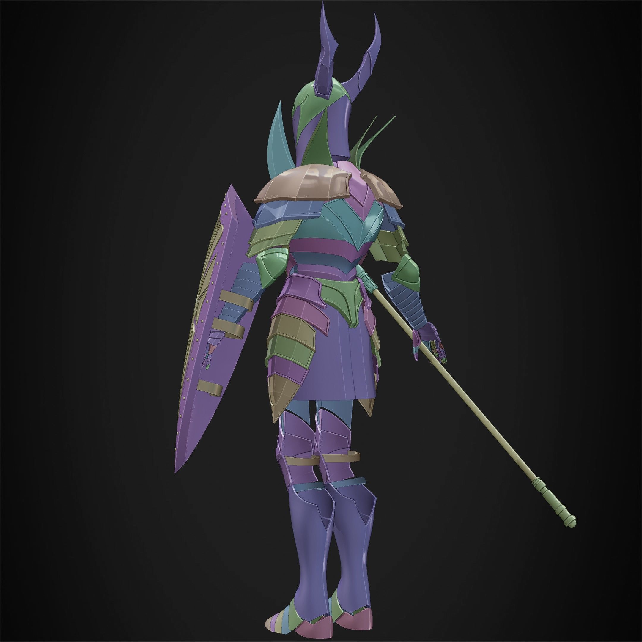 Dark Souls Black Knight Full Armor Halberd Shield for Cosplay 3D Model Collection_25