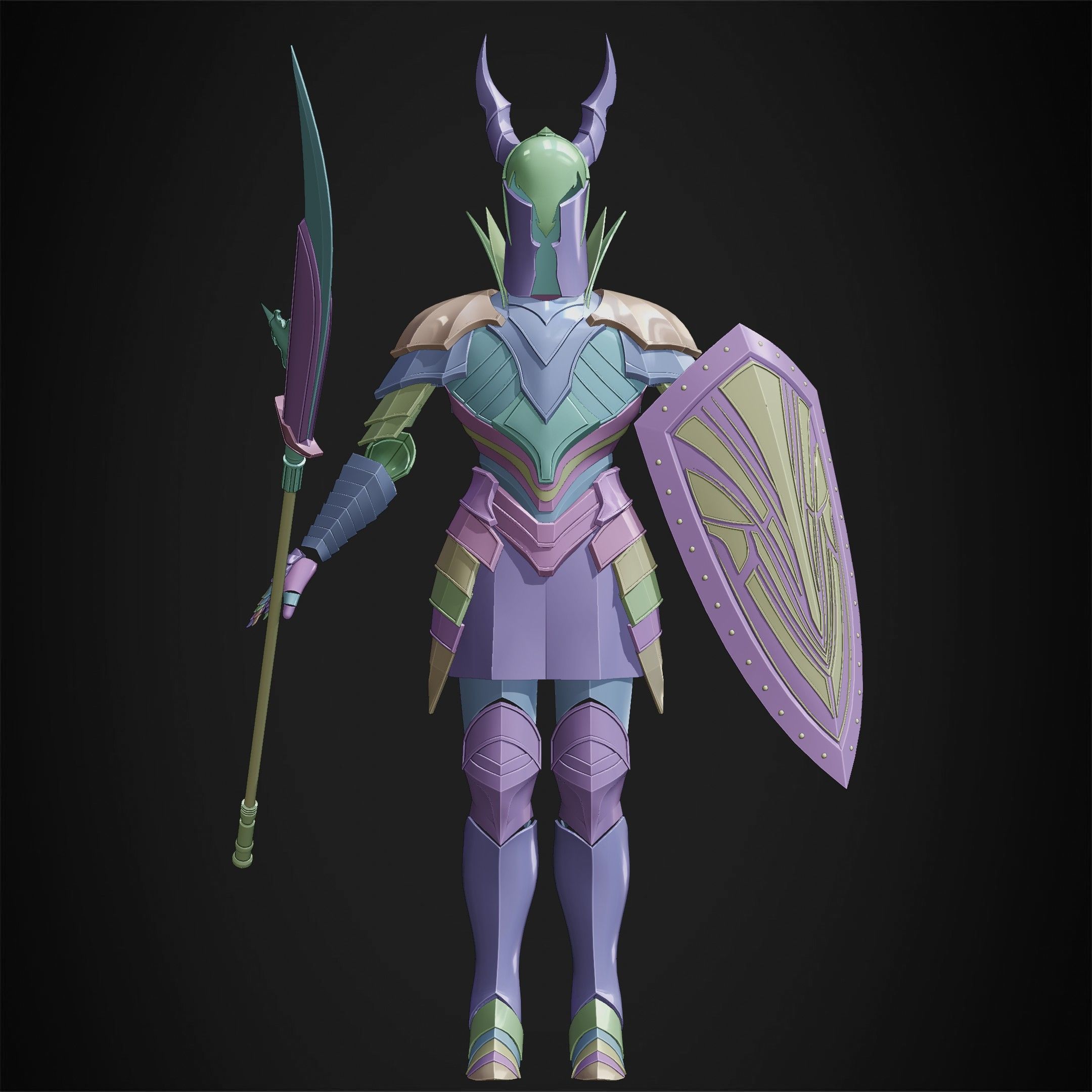 Dark Souls Black Knight Full Armor Halberd Shield for Cosplay 3D Model Collection_19