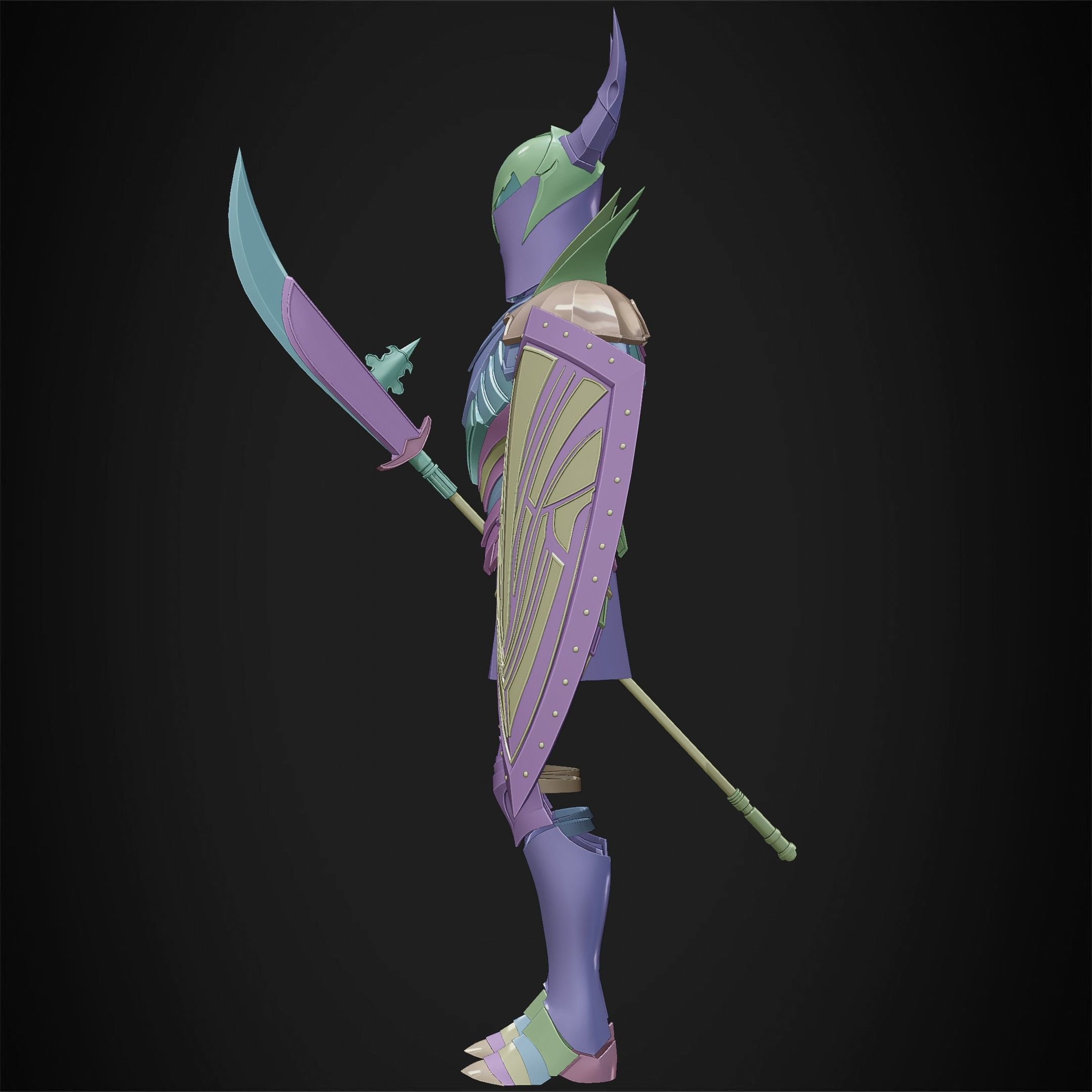 Dark Souls Black Knight Full Armor Halberd Shield for Cosplay 3D Model Collection_23