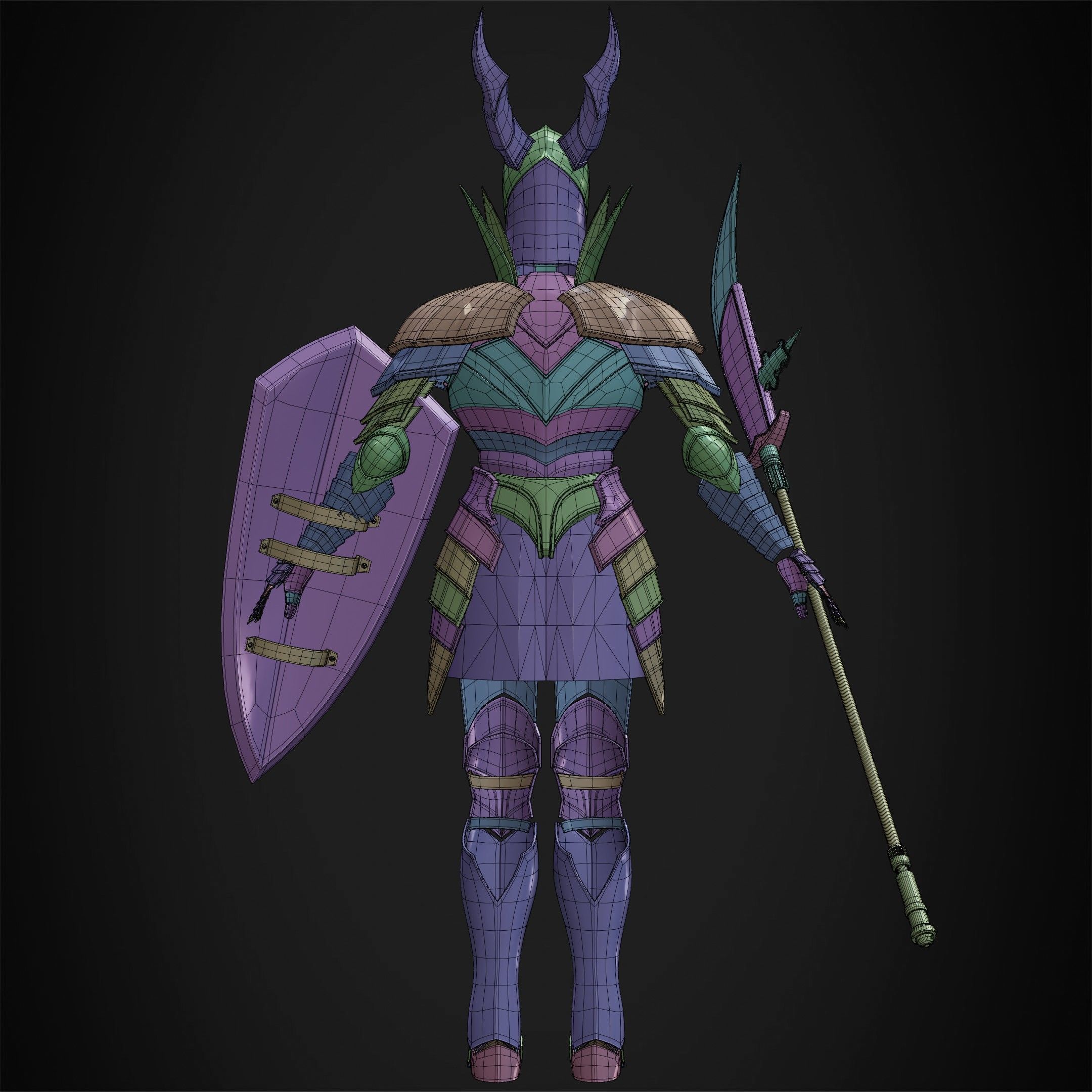 Dark Souls Black Knight Full Armor Halberd Shield for Cosplay 3D Model Collection_28