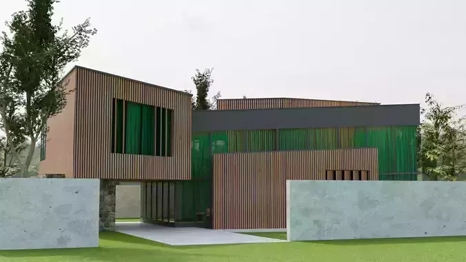 Game-Ready Modern Minimalist House 3D Model 