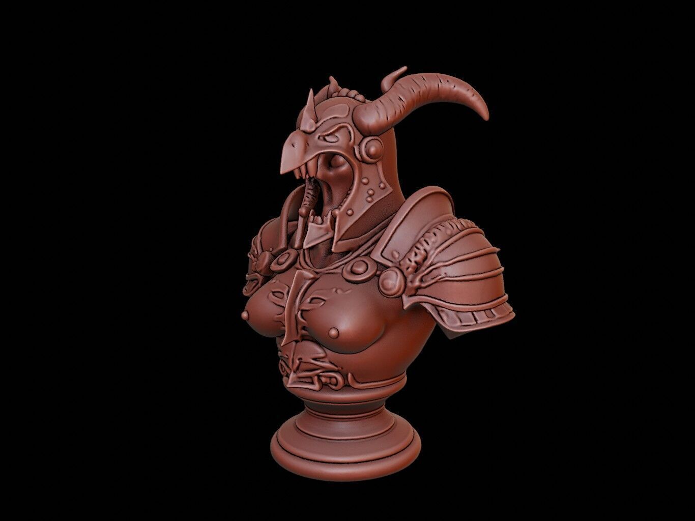 Armored Infernal Beast Bust 3D print model_1