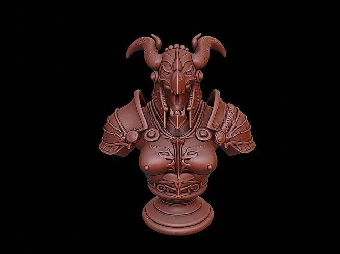 Armored Infernal Beast Bust 3D print model