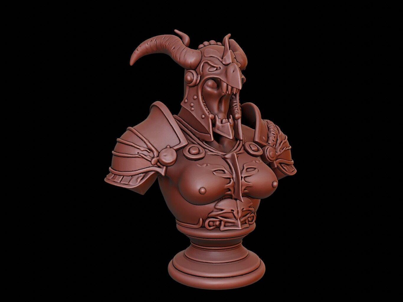 Armored Infernal Beast Bust 3D print model_2
